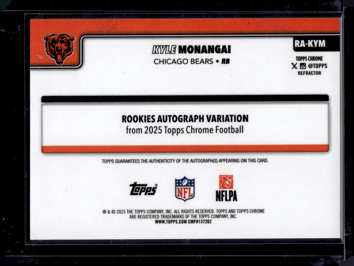2025 Topps Chrome Kyle Monangai #RA-KYM Refractor /499 Auto RC