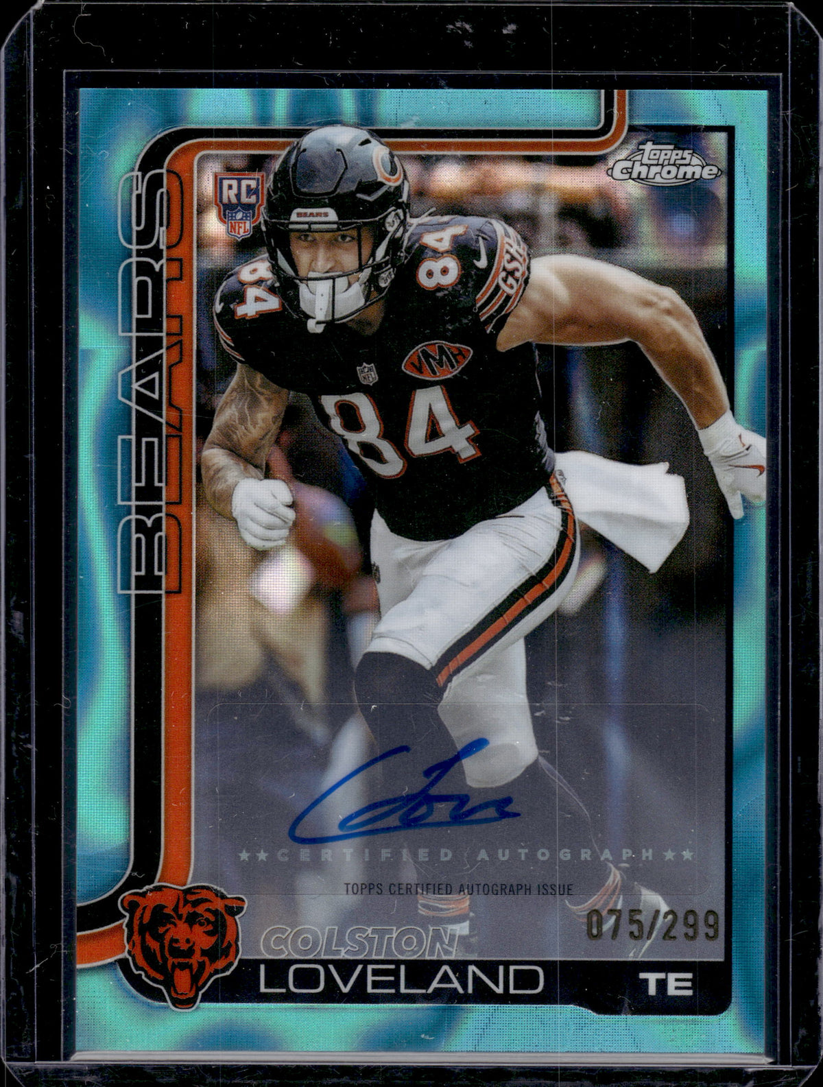 2025 Topps Chrome Colston Loveland #RA-CL Aqua Lava /299 Auto RC