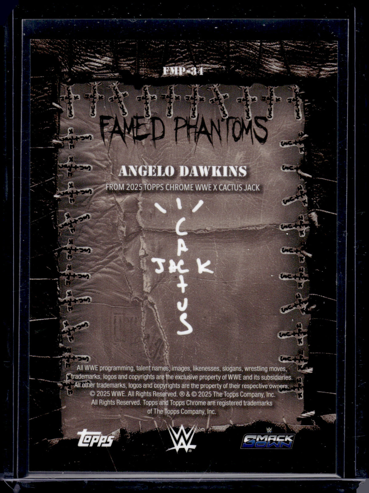 HL-P06 2025 Topps Chrome WWE x Cactus Jack Famed Phantoms Angelo Dawkins #FMP-34