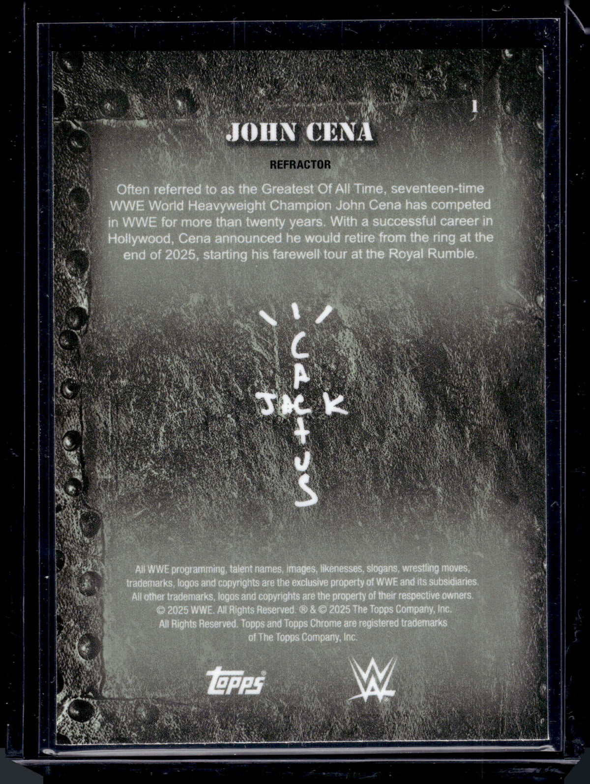 HL-P06 2025 Topps Chrome WWE John Cena #1 Refractor