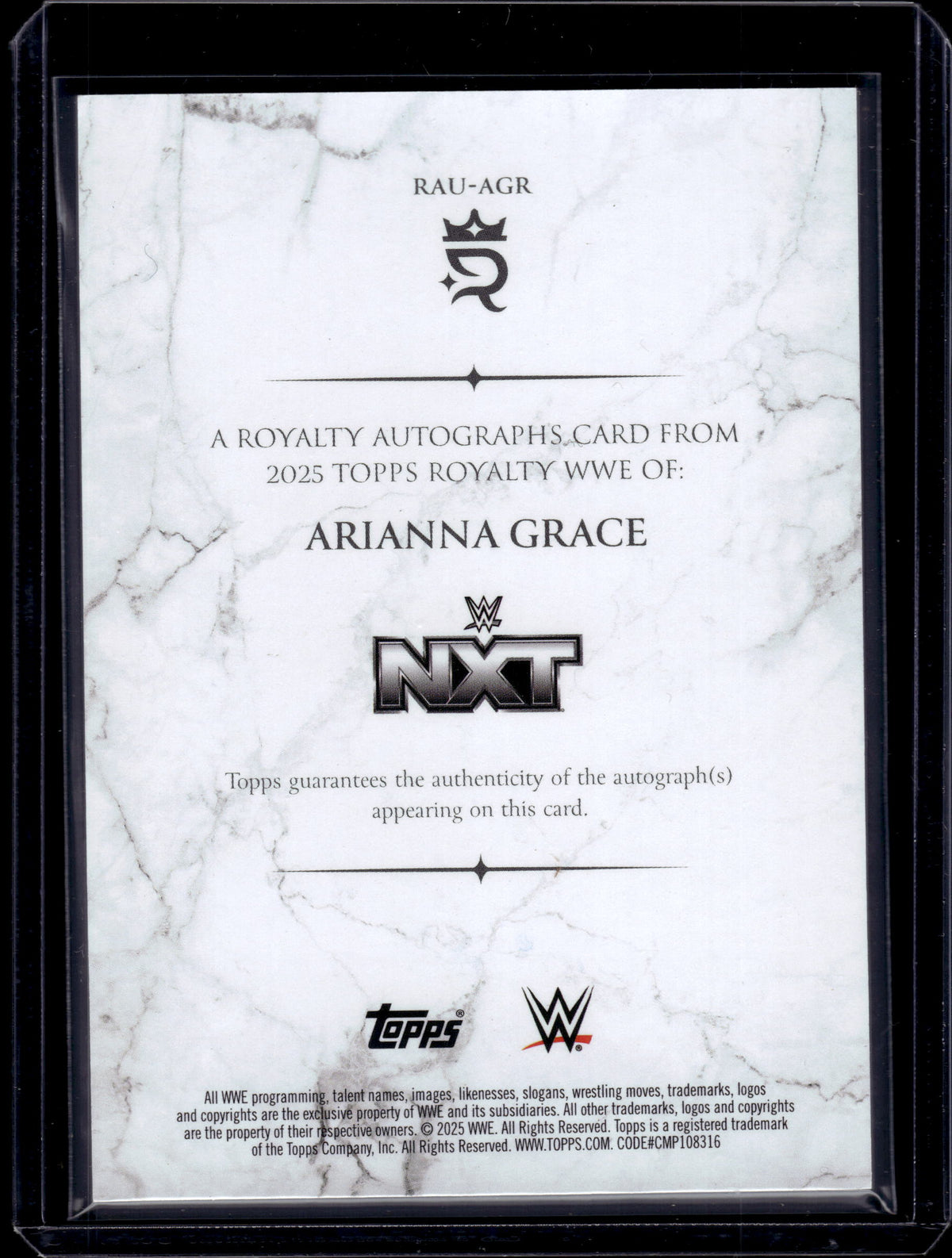 HL-P01 2025 Topps Royalty WWE Arianna Grace #RAU-AGR /25