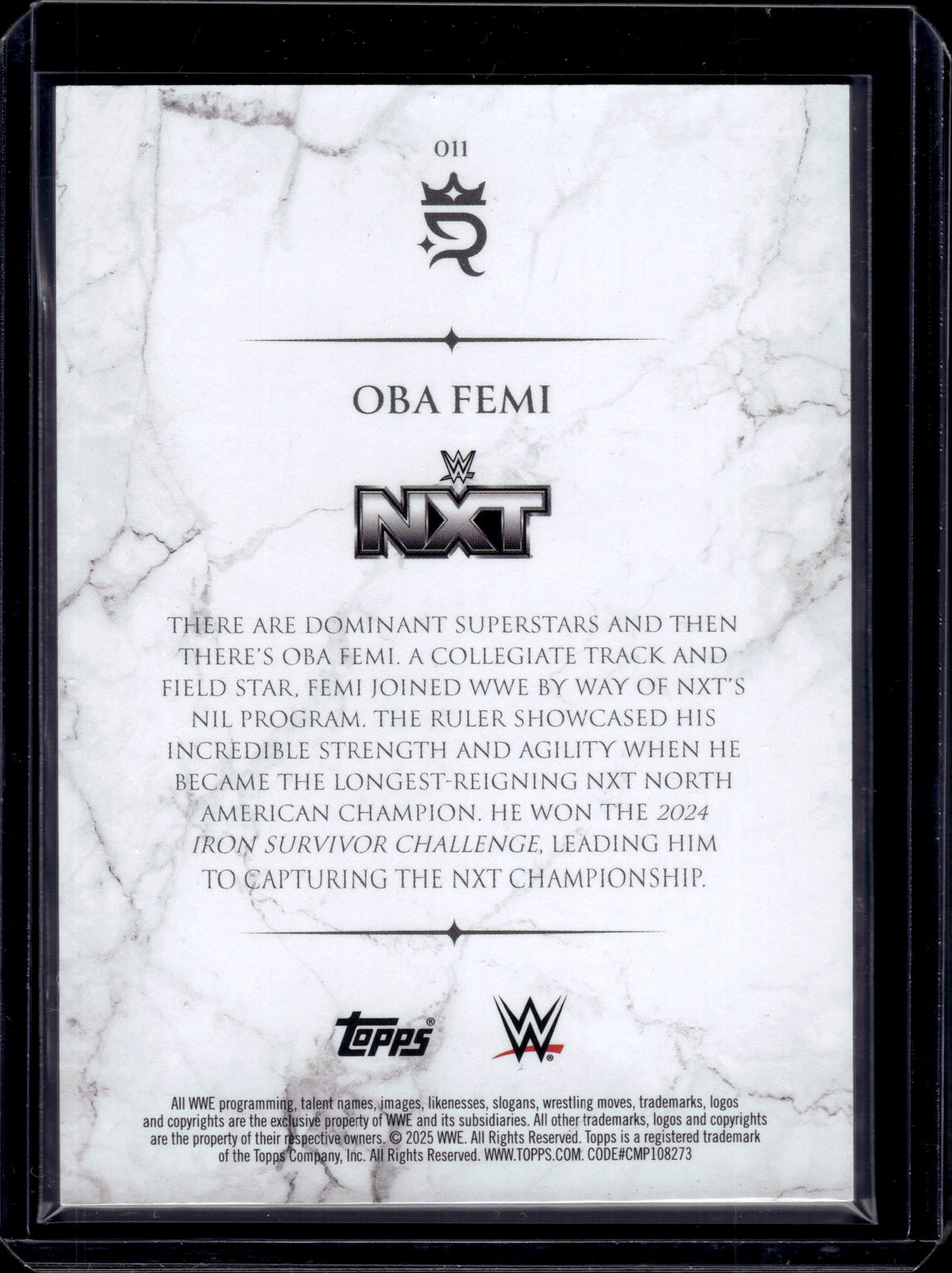 HL-P01 2025 Topps WWE Royalty Oba Femi #011 /25