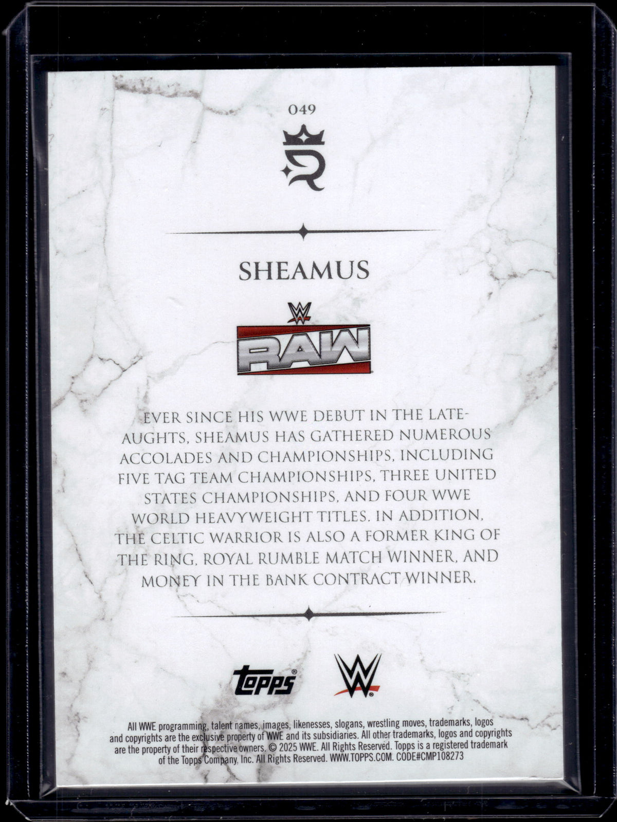 HL-P01 2025 Topps Dynasty WWE Sheamus #049 /10