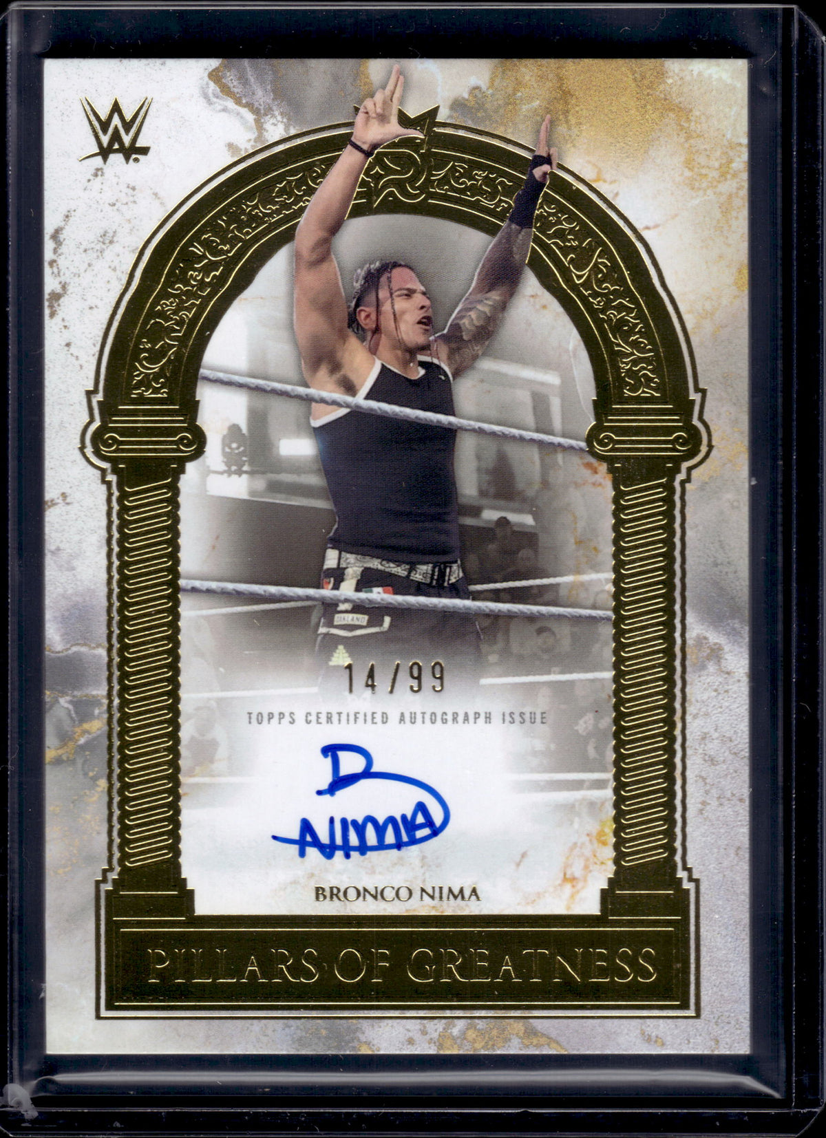 HL-P01 2025 Topps Royalty WWE Pillars of Greatness Sign Bronco Nima #PGS-BNI /99