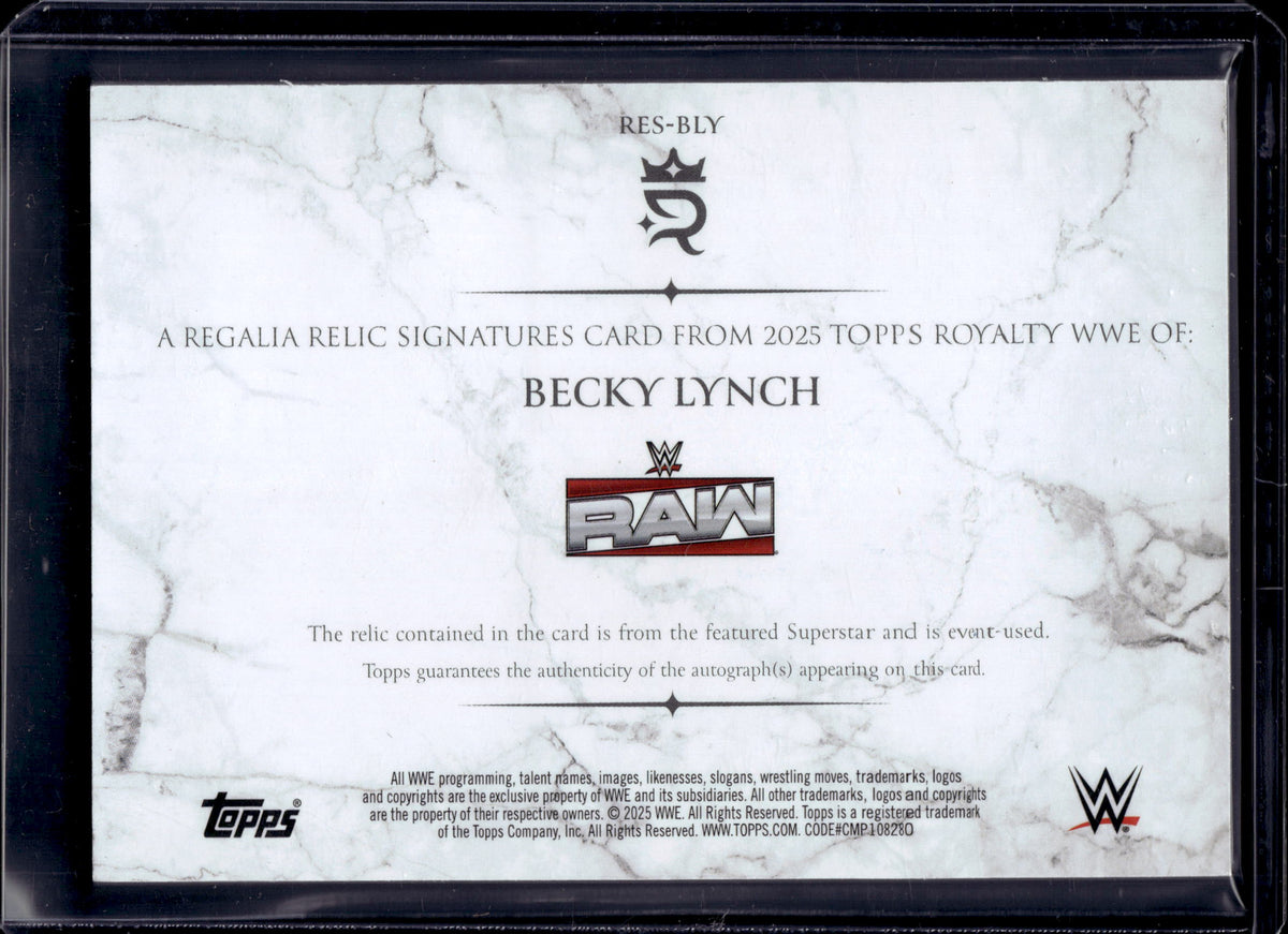 HL-P01 2025 Topps Royalty WWE Becky Lynch #RES-BLY /99 Certified Autograph Relic
