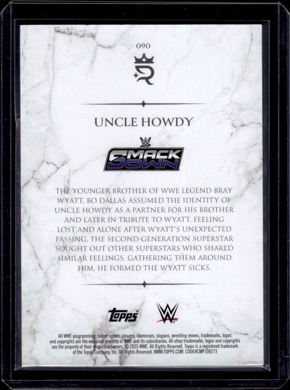 HL-P01 2025 Topps WWE Royalty Bo Dallas Uncle Howdy #090 Blue /25