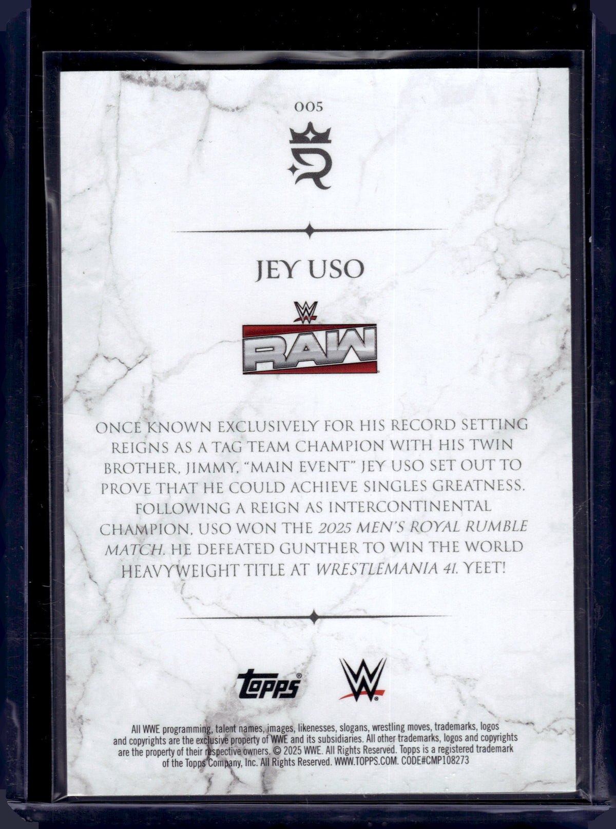 HL-P01 2025 Topps WWE Jey Uso #005 /99