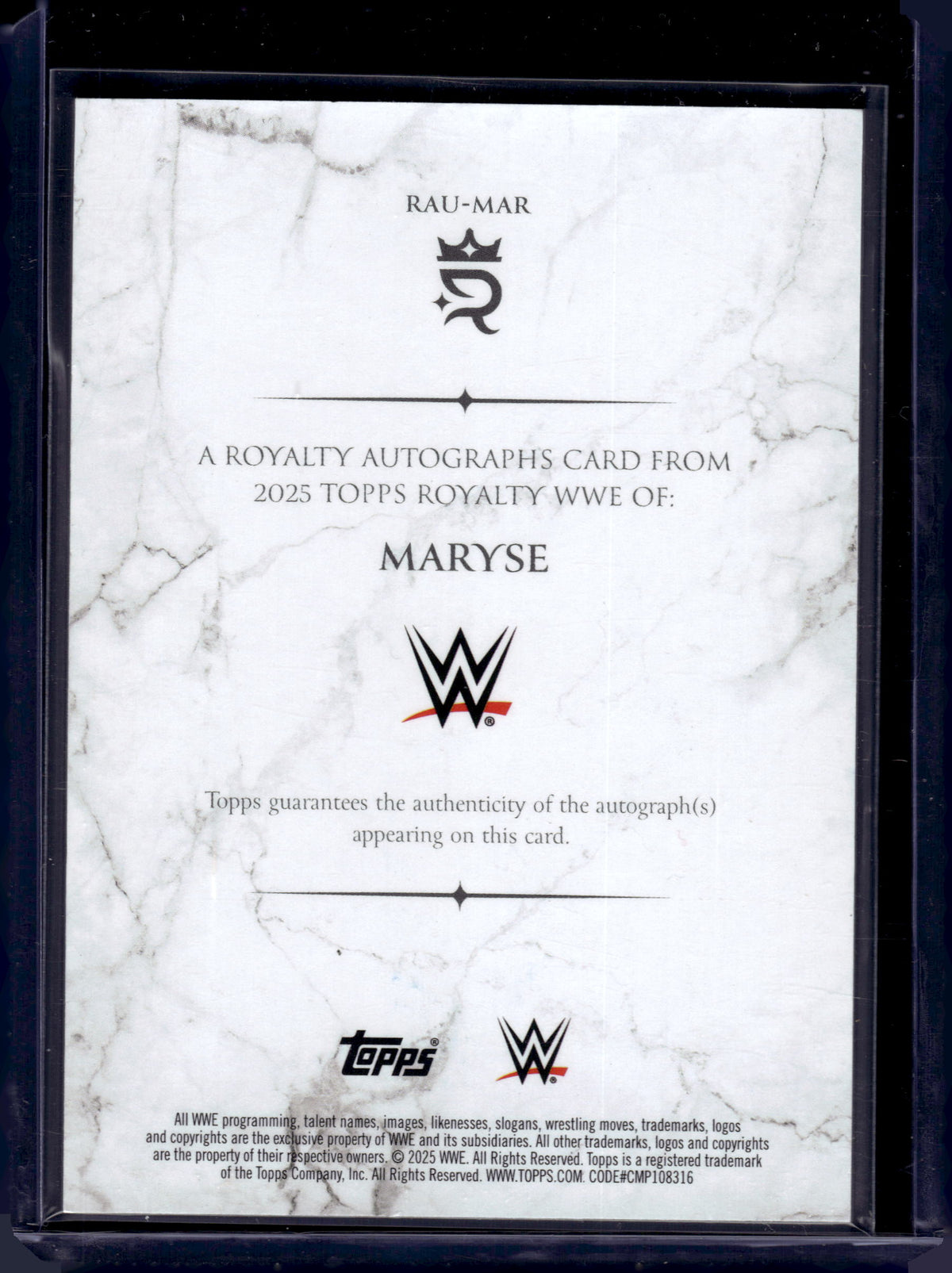 HL-P01 2025 Topps Royalty WWE Maryse #RAU-MAR /99