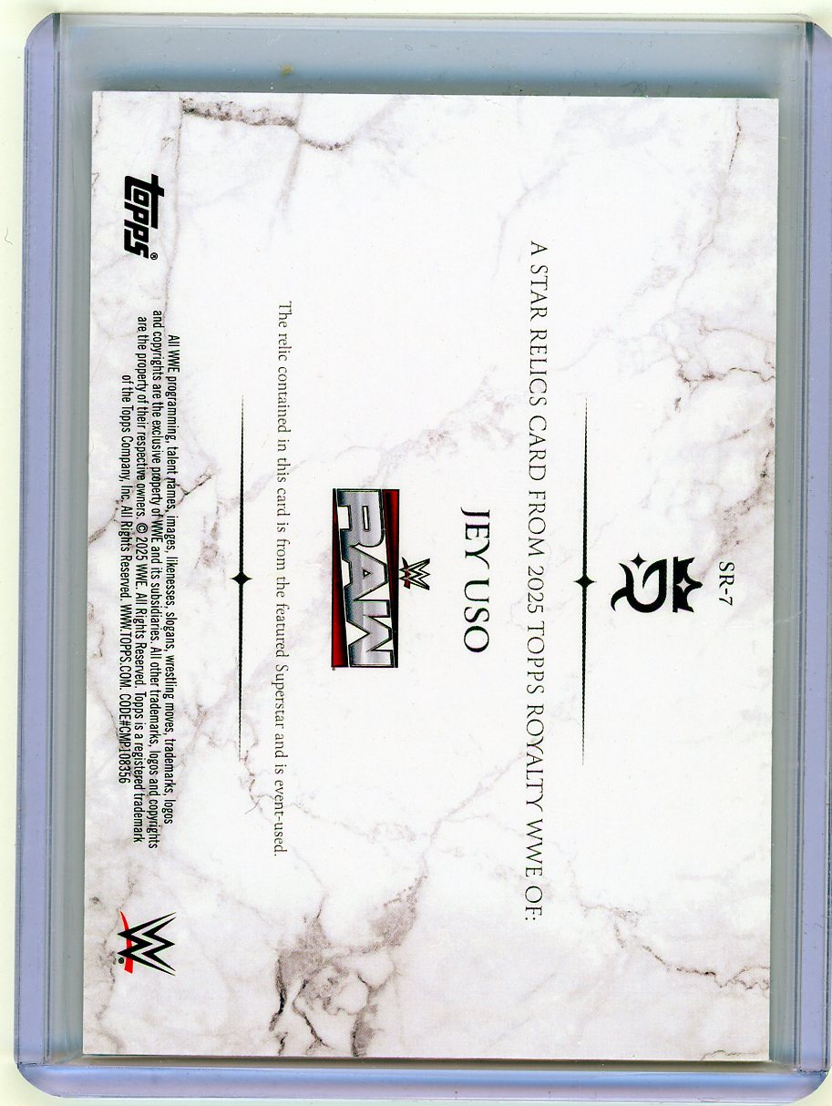 HL-P01 2025 Topps Royalty WWE Jey Uso #SR-7 /99 Relic Memorabilia