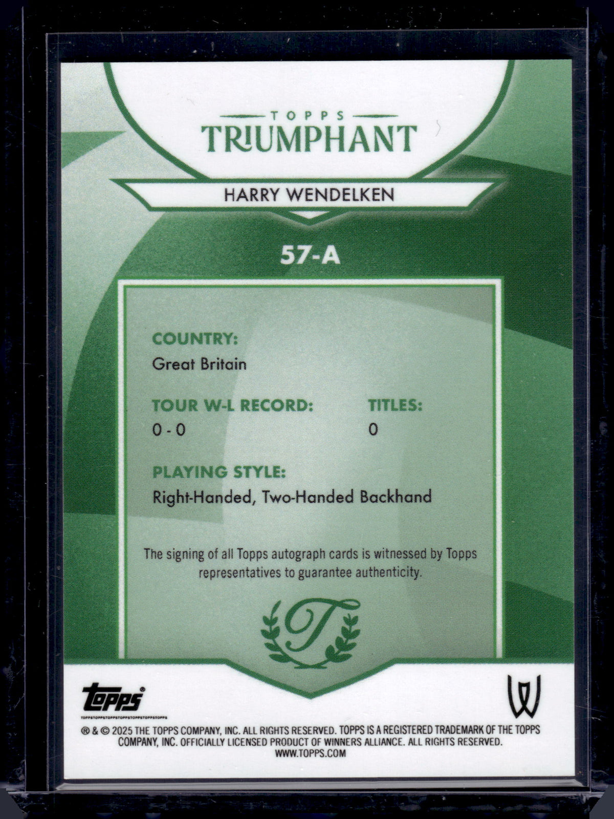 HL-P06 2025 Topps Triumphant Harry Wendelken #57-A /25