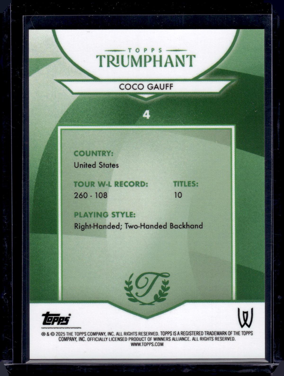 HL-P06 2025 Topps Triumphant Coco Gauff #4 /99