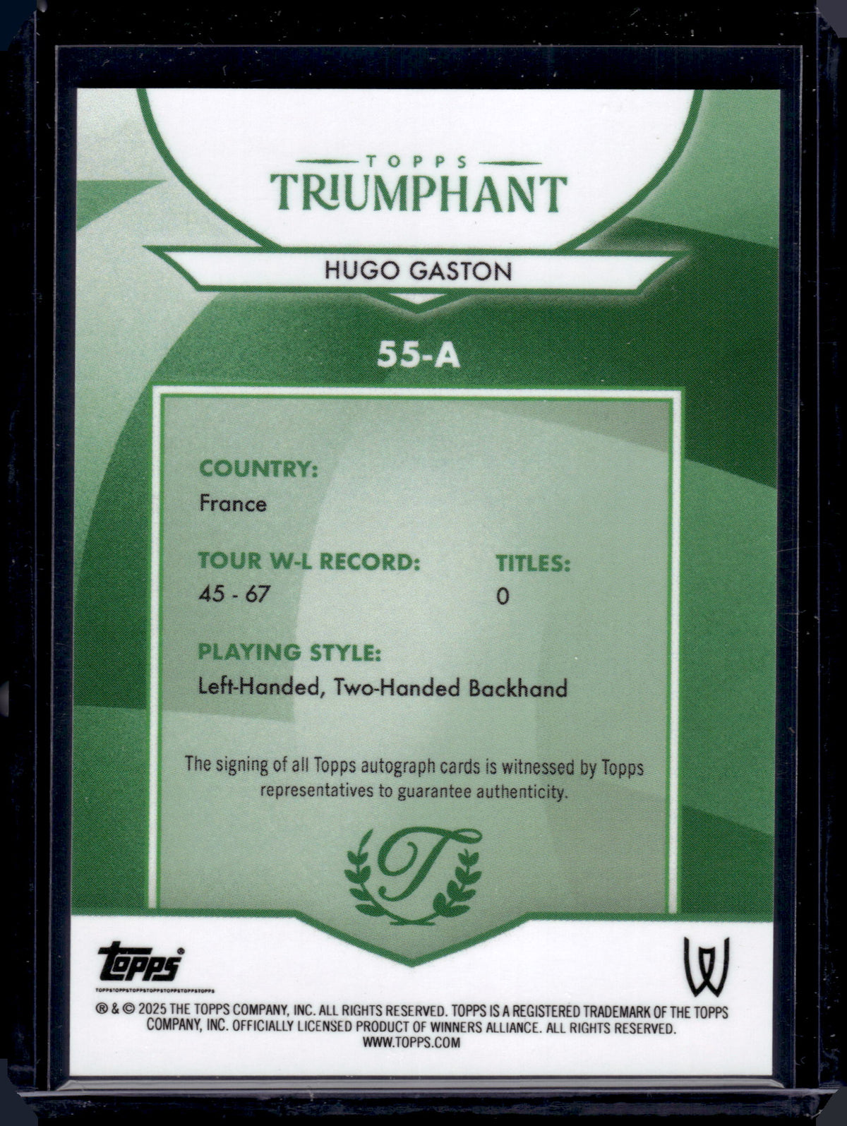 HL-P06 2025 Topps Triumphant Hugo Gaston #55-A /25