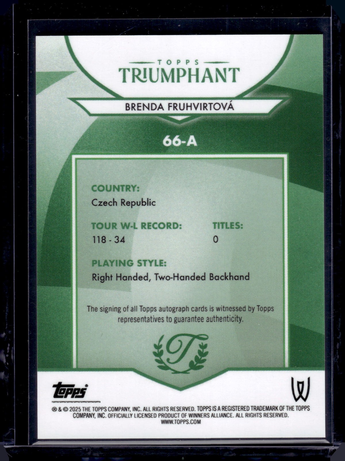 HL-P06 2025 Topps Triumphant Brenda Fruhvirtová #66-A /75