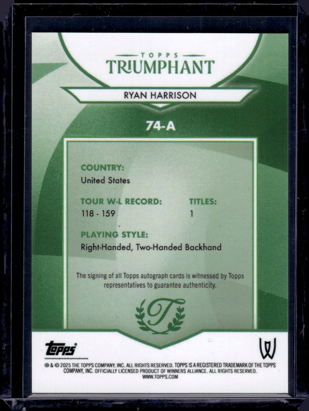 HL-P06 2025 Topps Triumphant Ryan Harrison #74-A Green /99