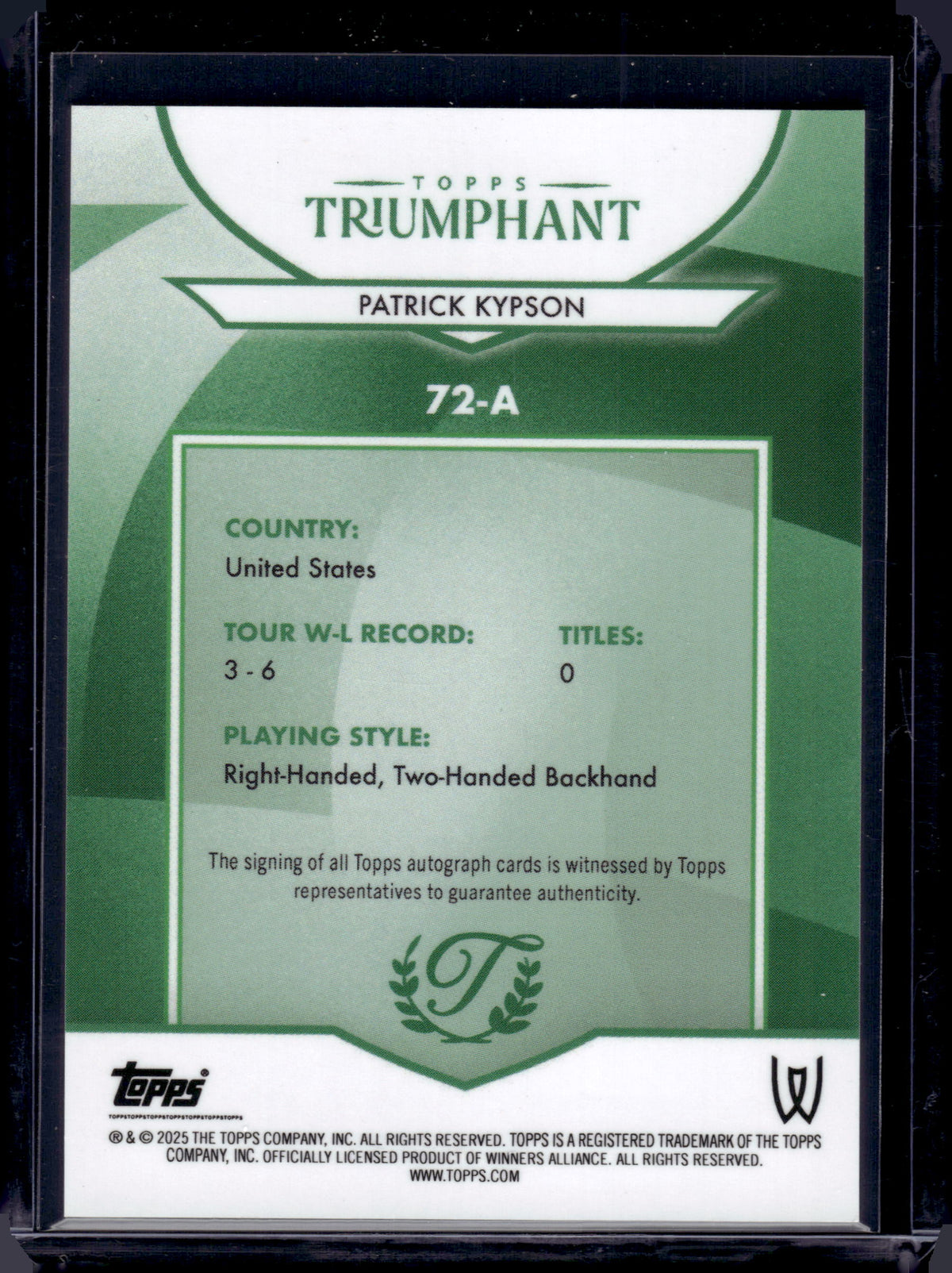 HL-P06 2025 Topps Triumphant Auto Patrick Kypson #72-A /50