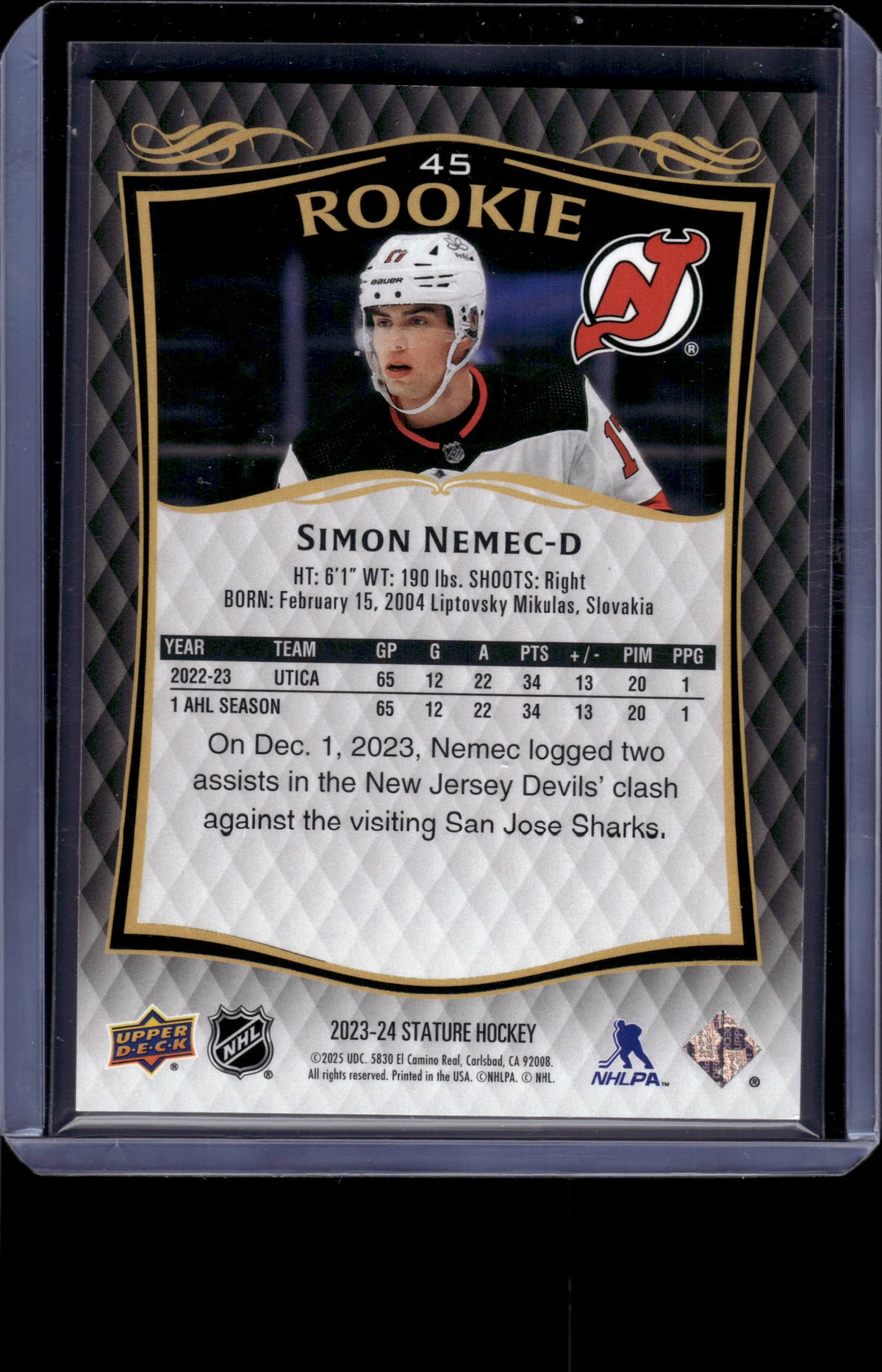 HL-P06 2025 Upper Deck Stature Simon Nemec #45 /999
