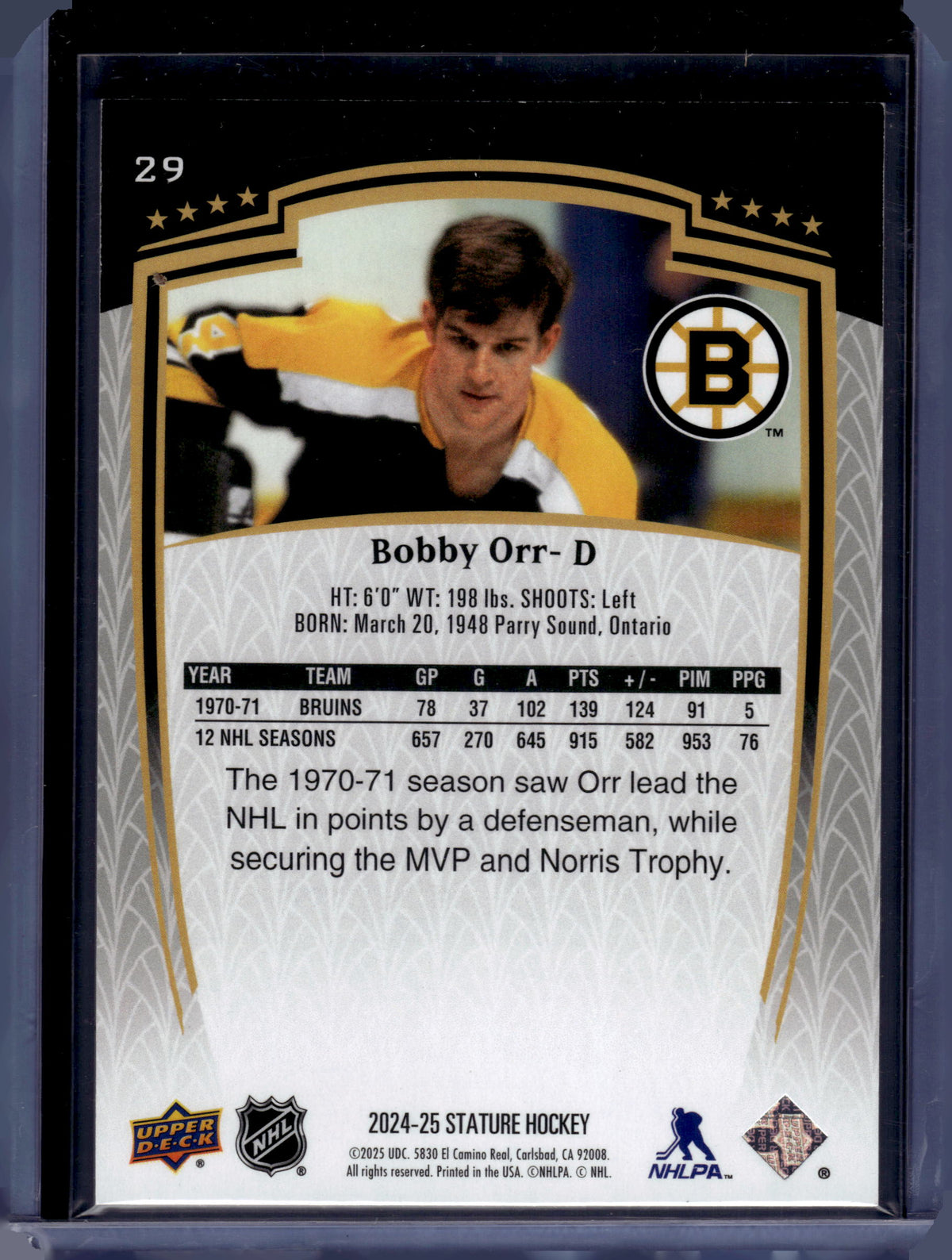 HL-P06 2024 Upper Deck Stature Bobby Orr #29 1152/1199