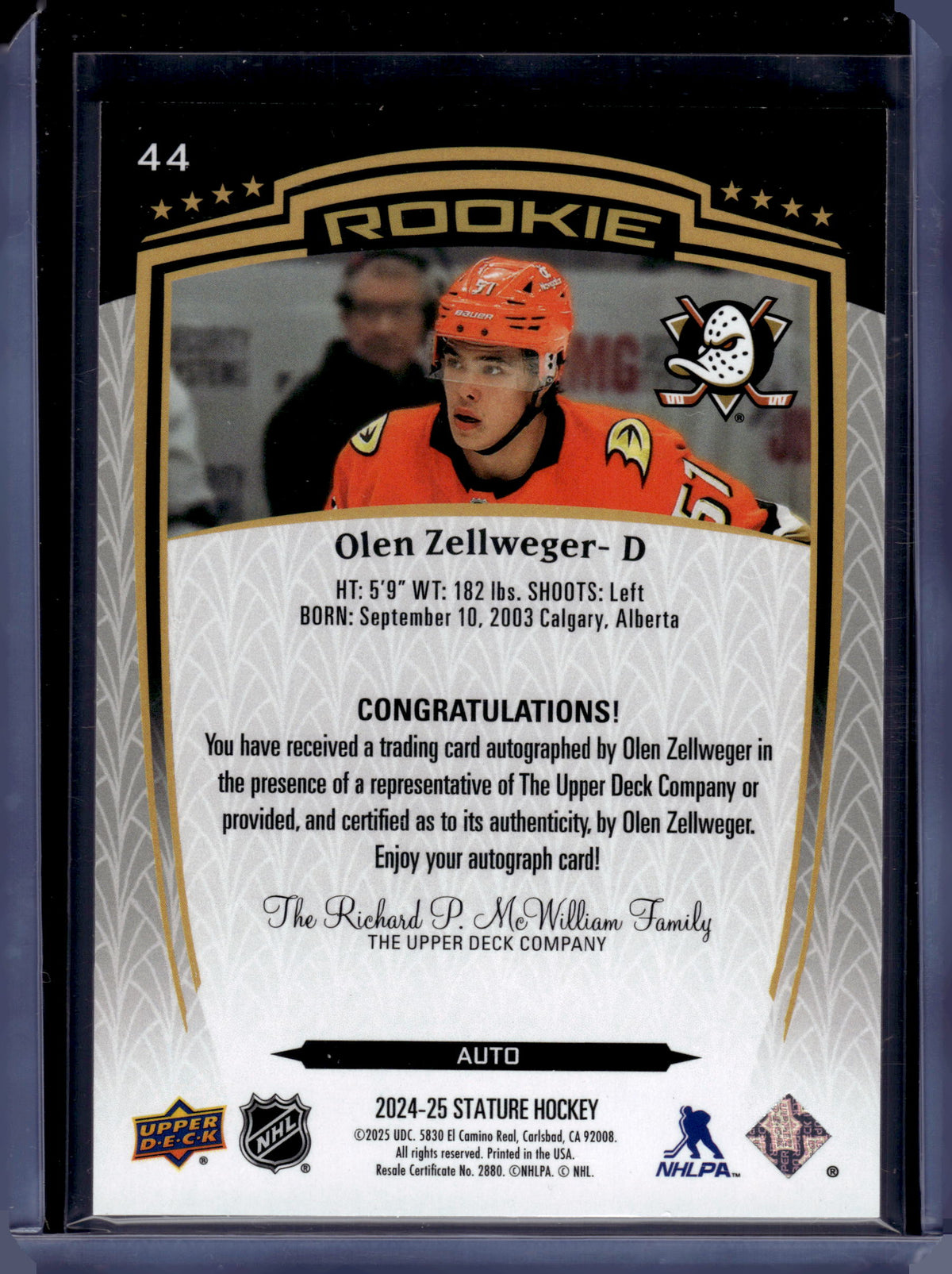 HL-P06 2025 Upper Deck Stature Olen Zellweger #44