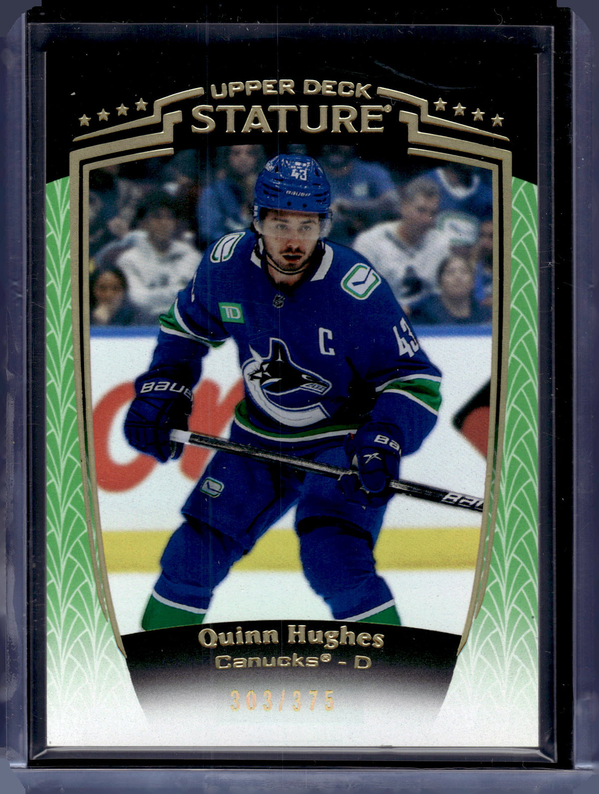 HL-P06 2024 Upper Deck Stature Quinn Hughes #23 Green /375