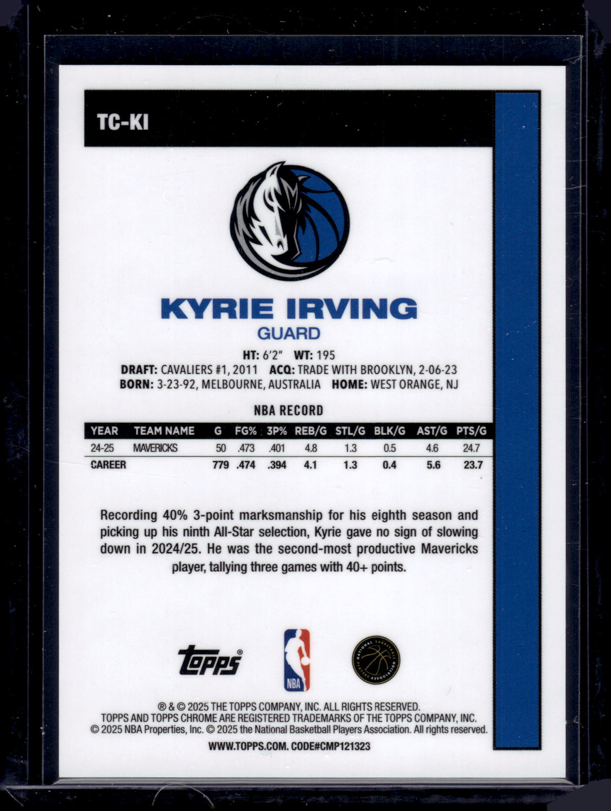 HL-P06 2025 Topps Chrome Basketball Kyrie Irving #TC-KI /50