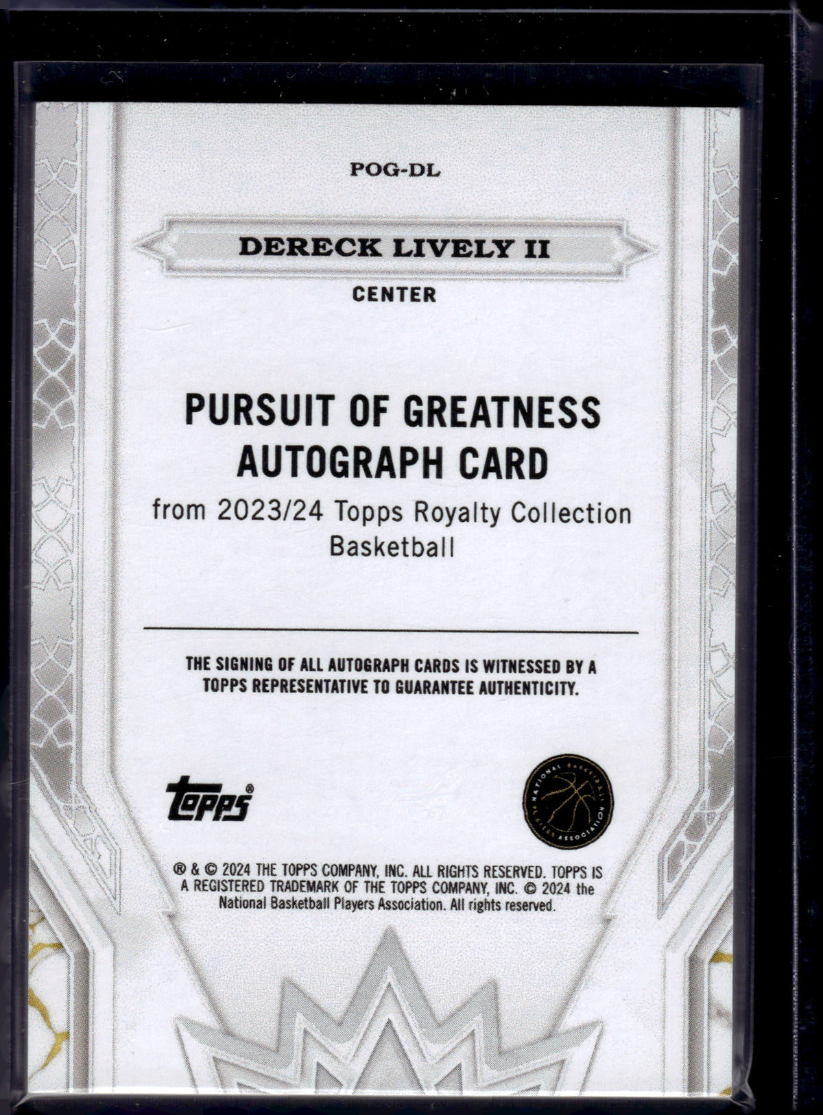 HL-P06 2024 Topps Royalty Collection Dereck Lively II #POG-DL /99 Autographs RC