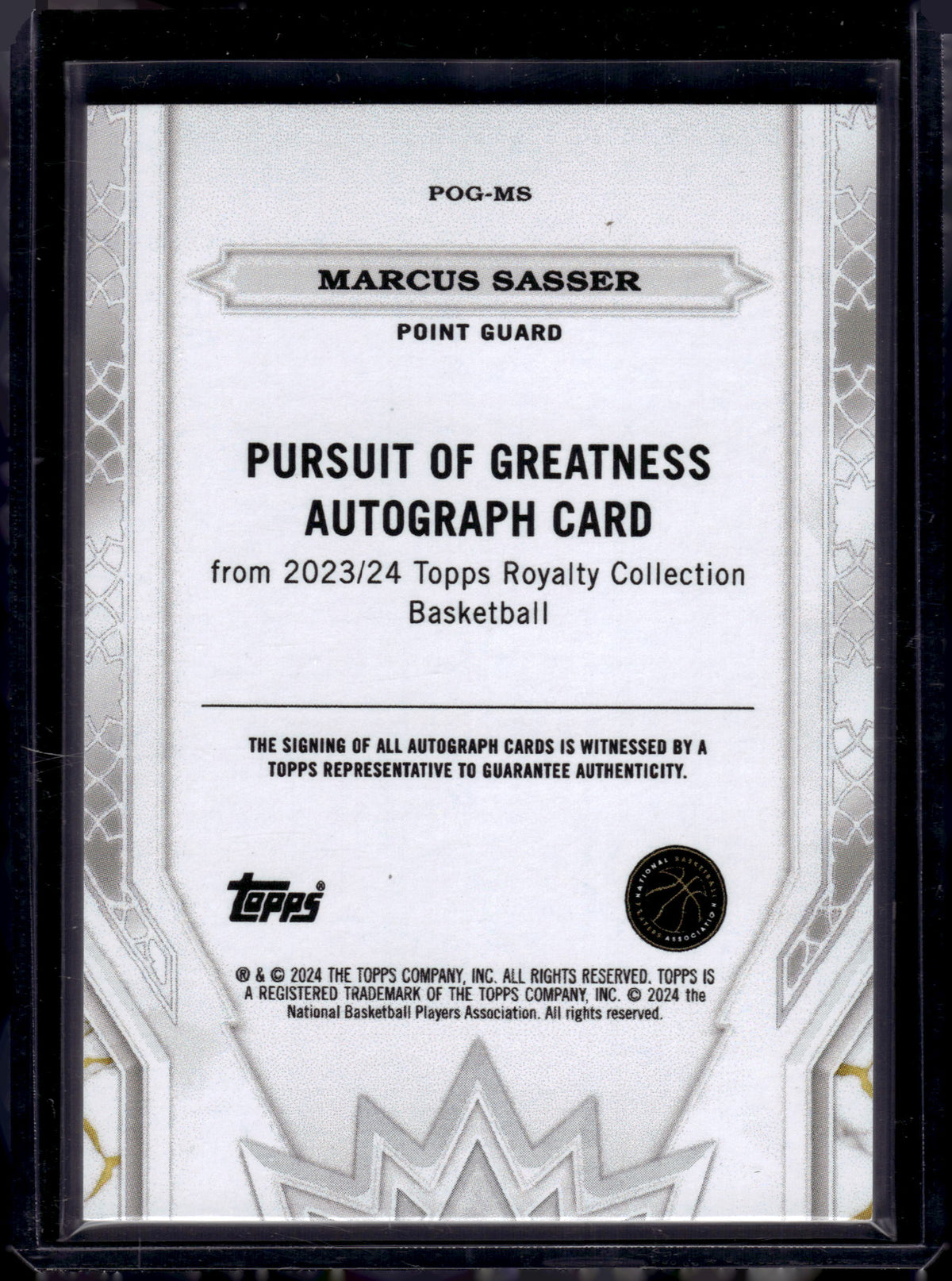 HL-P06 2024 Topps Royalty Collection Marcus Sasser #POG-MS /99 RC