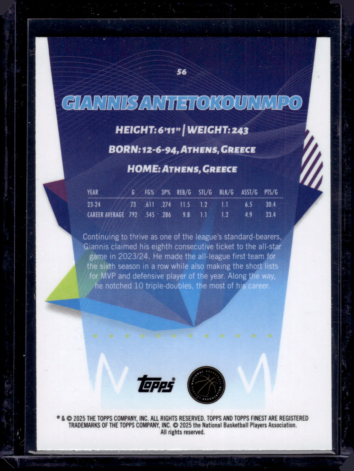 HL-P06 2025 Topps Finest Giannis Antetokounmpo #56 Green Geometric /150