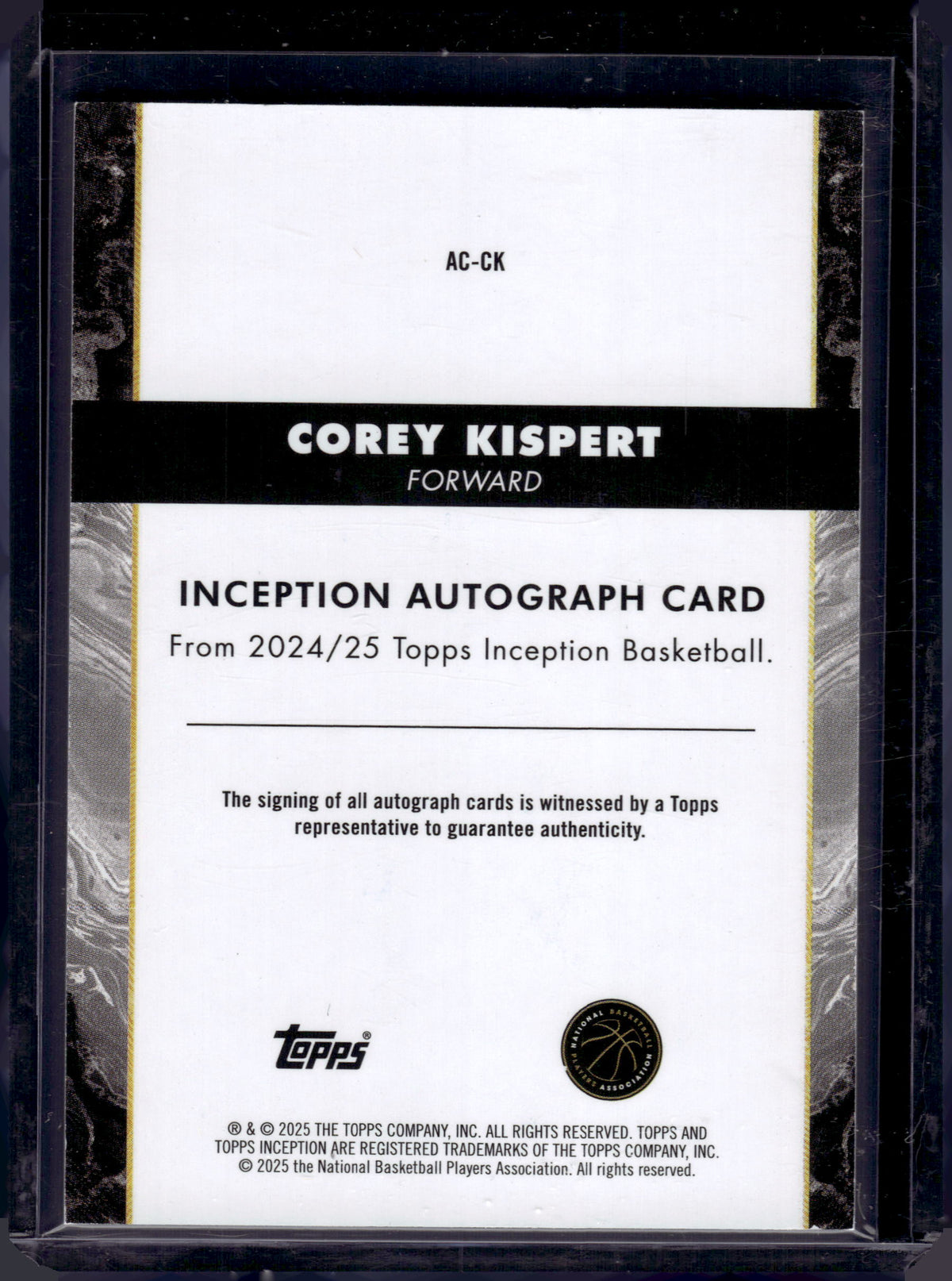 HL-P06 2025 Topps Inception Autograph Corey Kispert #AC-CK Pink /99