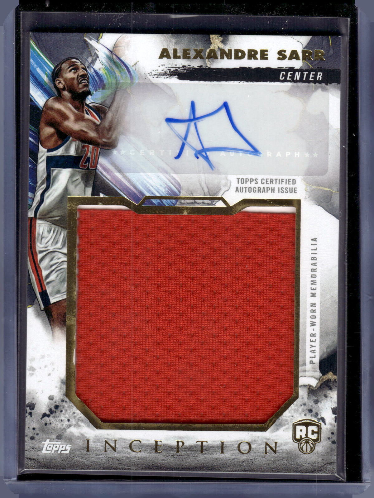 HL-P06 2025 Topps Inception Jumbo Relic Alexandre Sarr #RJR-AS Autograph RC