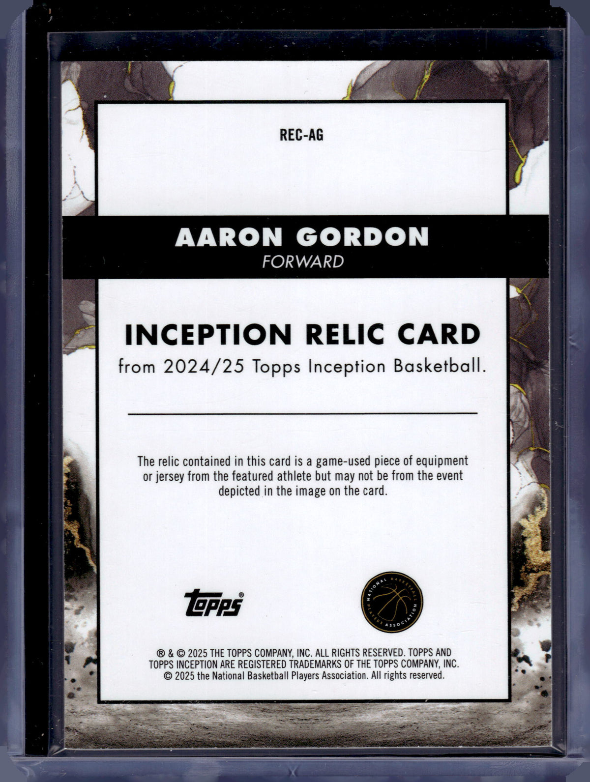 HL-P06 2025 Topps Inception Aaron Gordon #REC-AG Game-Worn Memorabilia