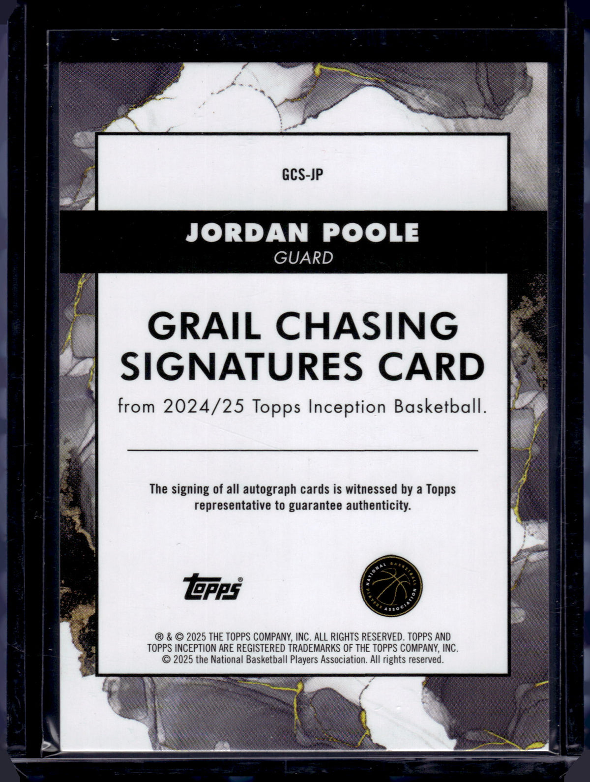 HL-P06 2025 Topps Inception Grail Chasing Signatures Jordan Poole #GCS-JP /50