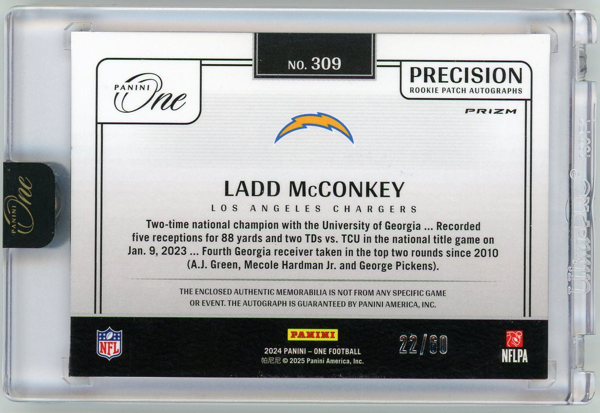 HL-P02 2024 Panini One Precision Ladd McConkey #309 /60 Auto Patch RC