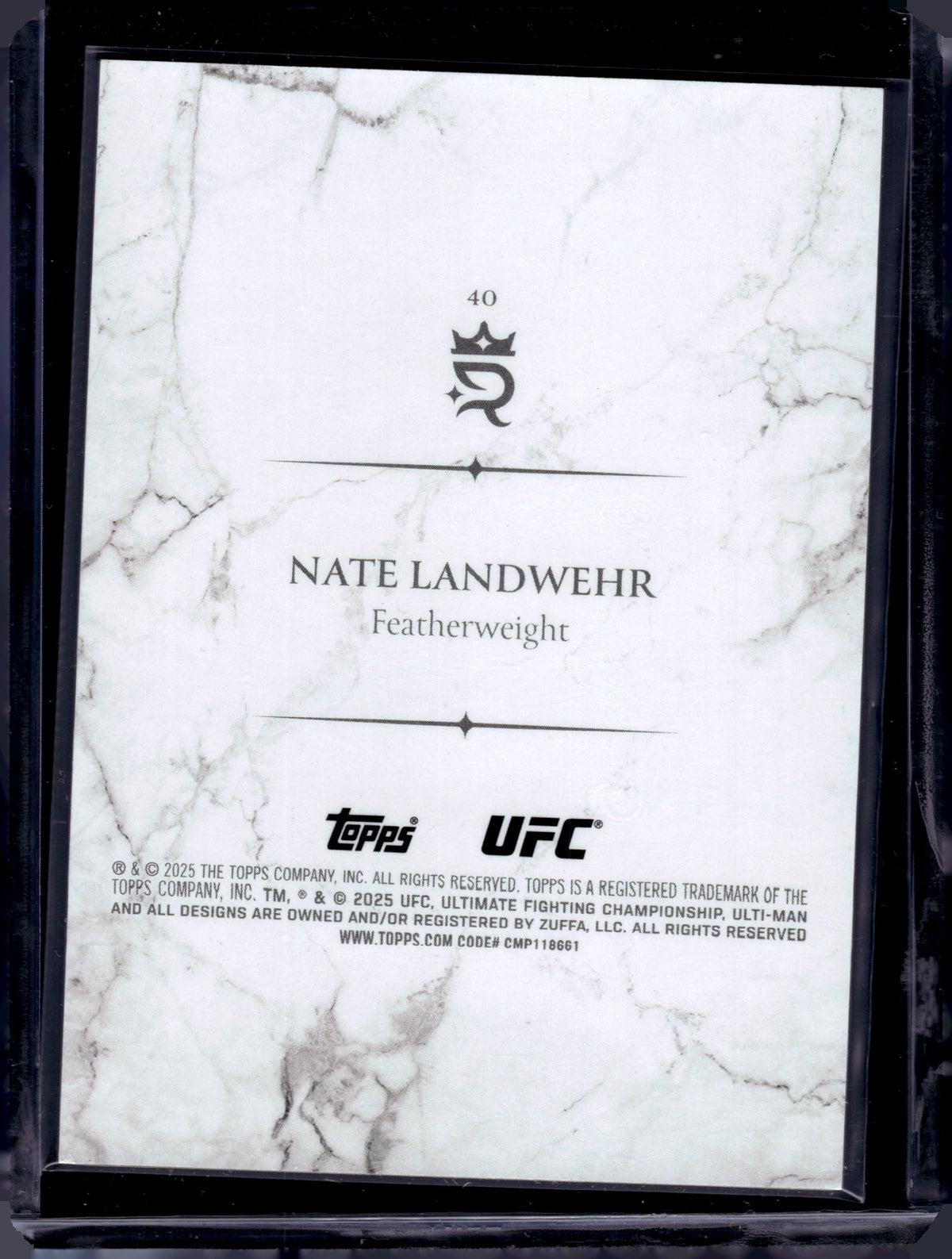 HL-INV 2025 Topps Royalty UFC Nate Landwehr #40 /99