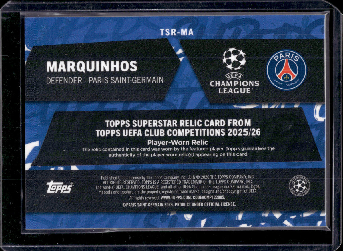 HL-INV 2026 Topps UEFA Club Competitions Marquinhos #TSR-MA /250 Player-Worn