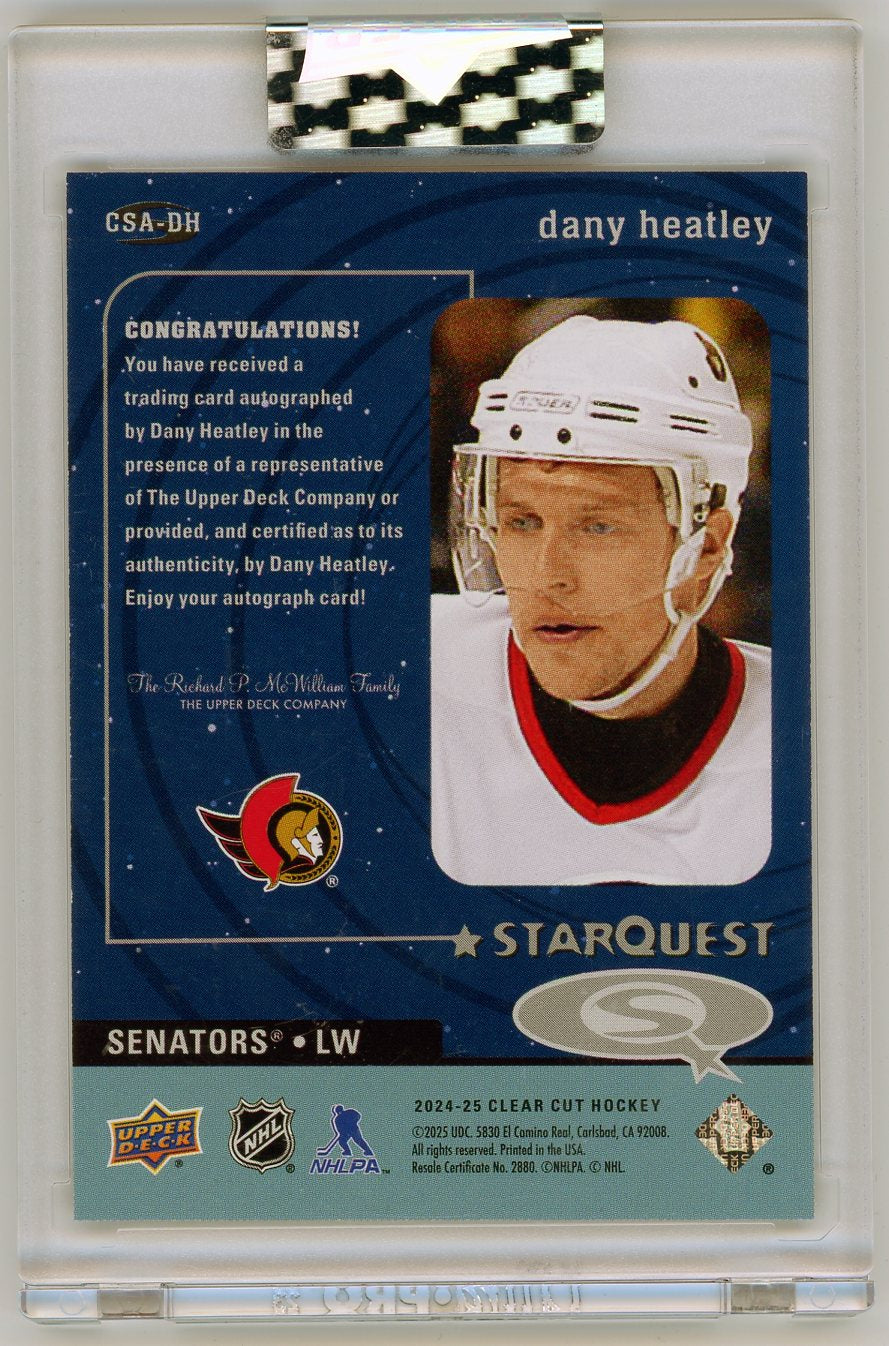 HL-P06 2025 Upper Deck Clear Cut Hockey StarQuest Dany Heatley #CSA-DH