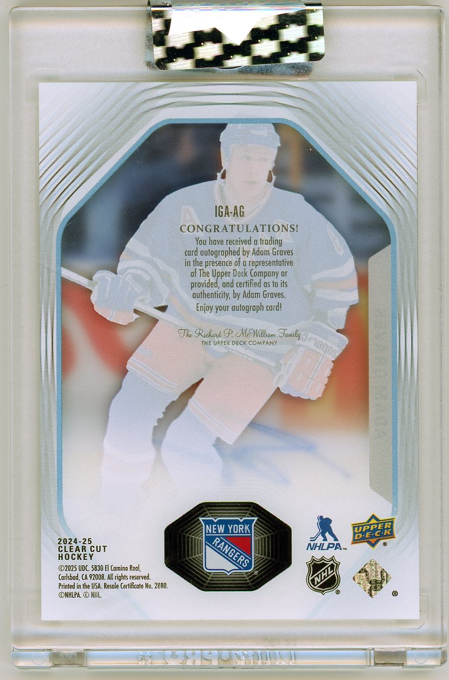 HL-P06 2025 Upper Deck Clear Cut Ice Gallery Autographs Adam Graves #IGA-AG