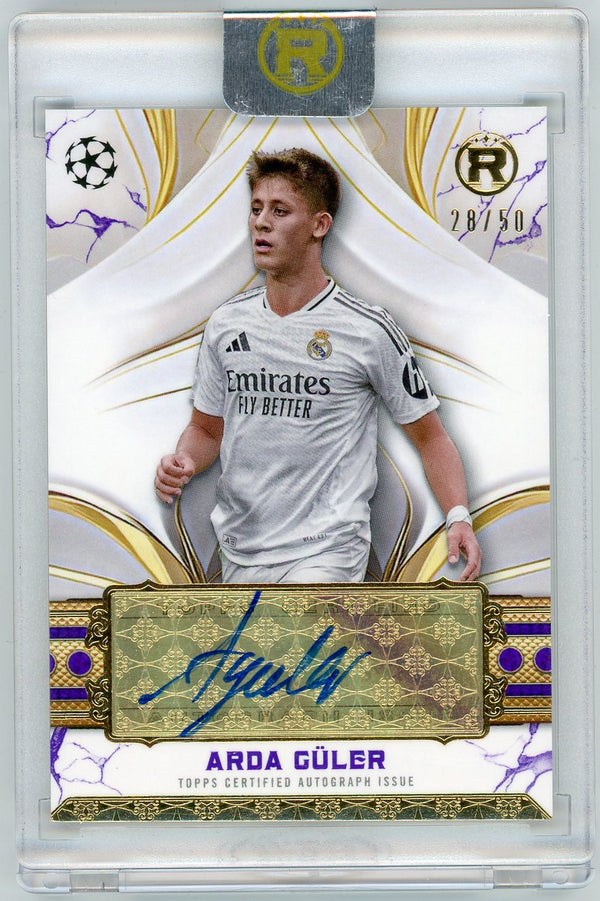 2025 Topps Reverence UEFA Club Competitions Arda Güler #RA-AG Purple Marble /50 Autograph