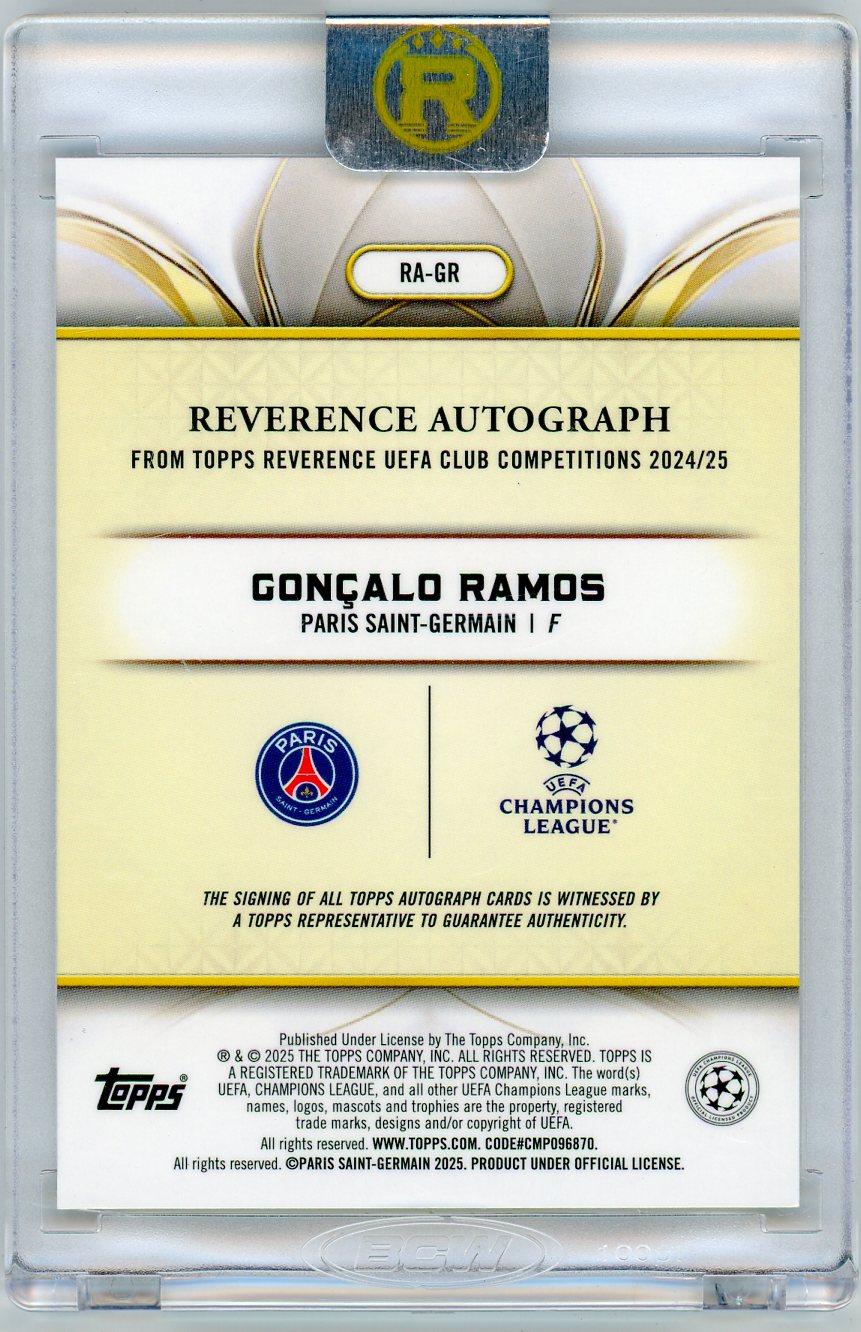 HL-P05 2025 Topps Reverence UEFA Club Competitions Gonçalo Ramos #RA-GR /99