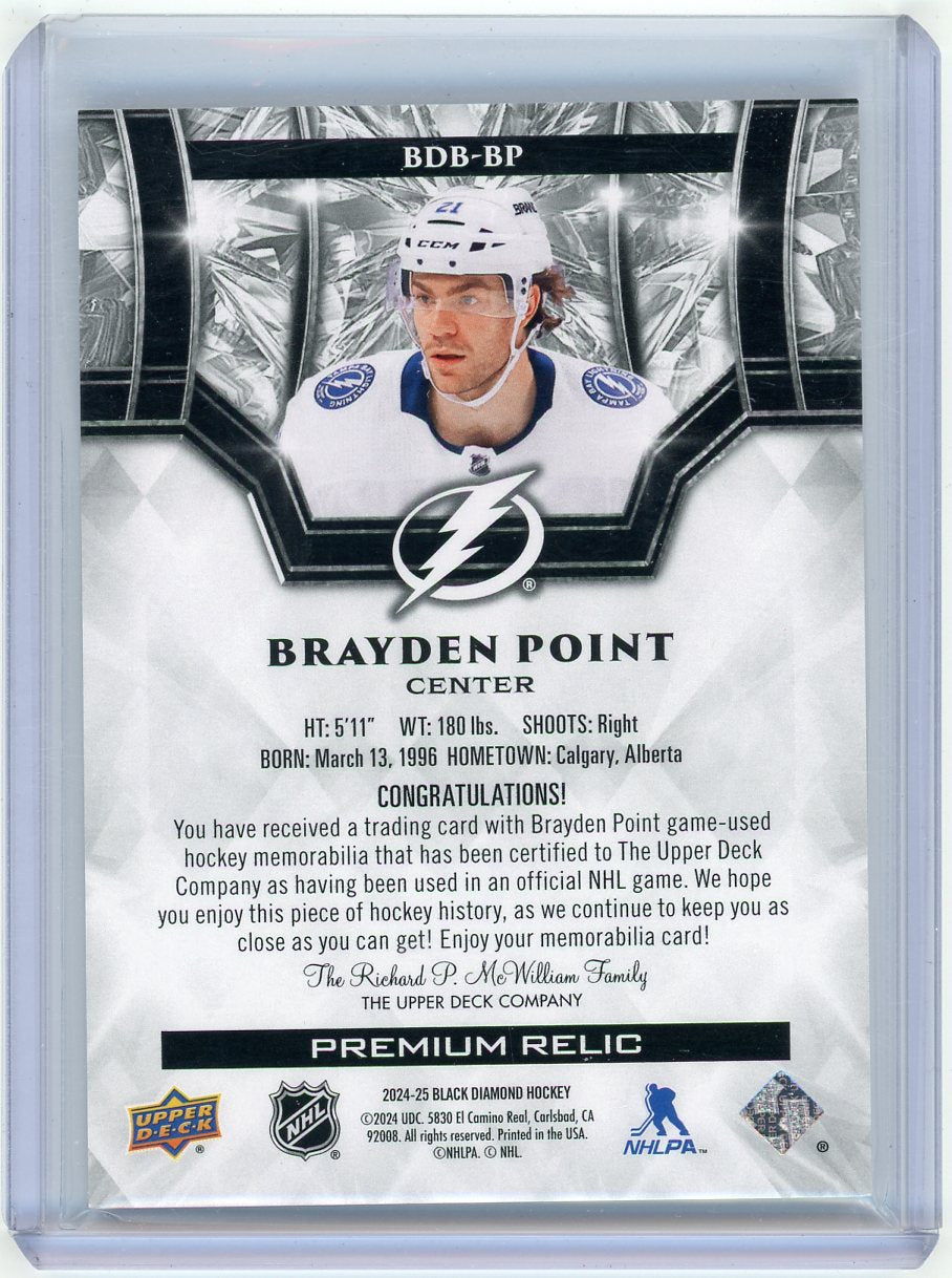 HL-INV 2024 Upper Deck Black Diamond Brayden Point #BDB-BP /50 Patch Memorabilia