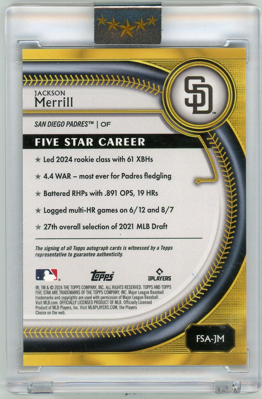 HL-P02 2024 Topps Five Star Jackson Merrill #FSA-JM Green /15