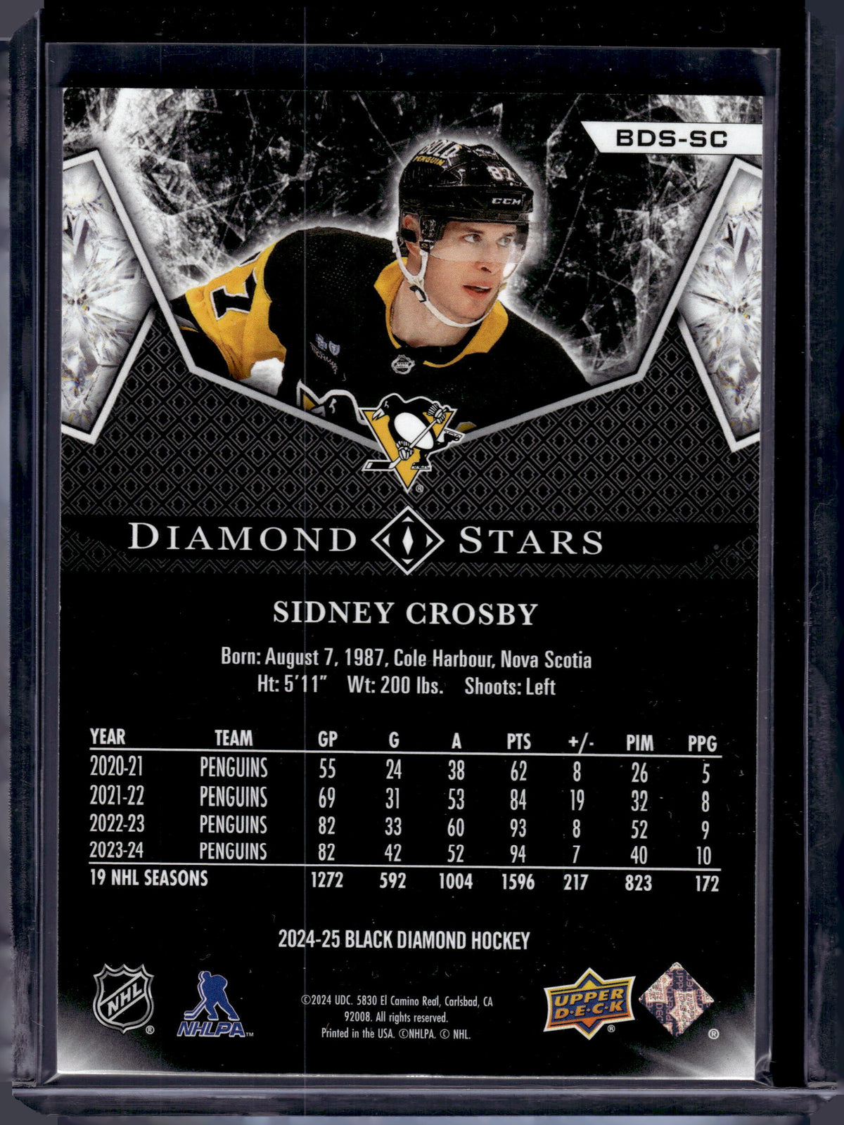 2024 Upper Deck Black Diamond Sidney Crosby #BDS-SC /249 Diamond Stars
