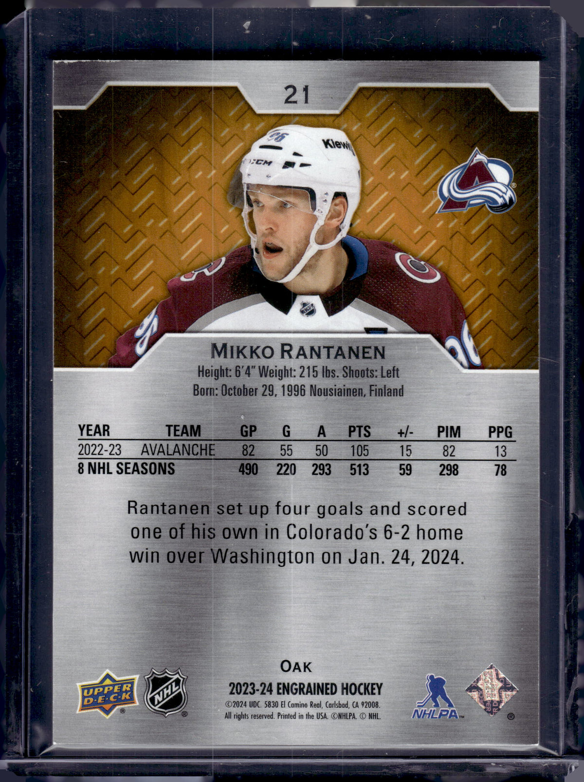 2024 Upper Deck Engrained Mikko Rantanen #21 Oak /349