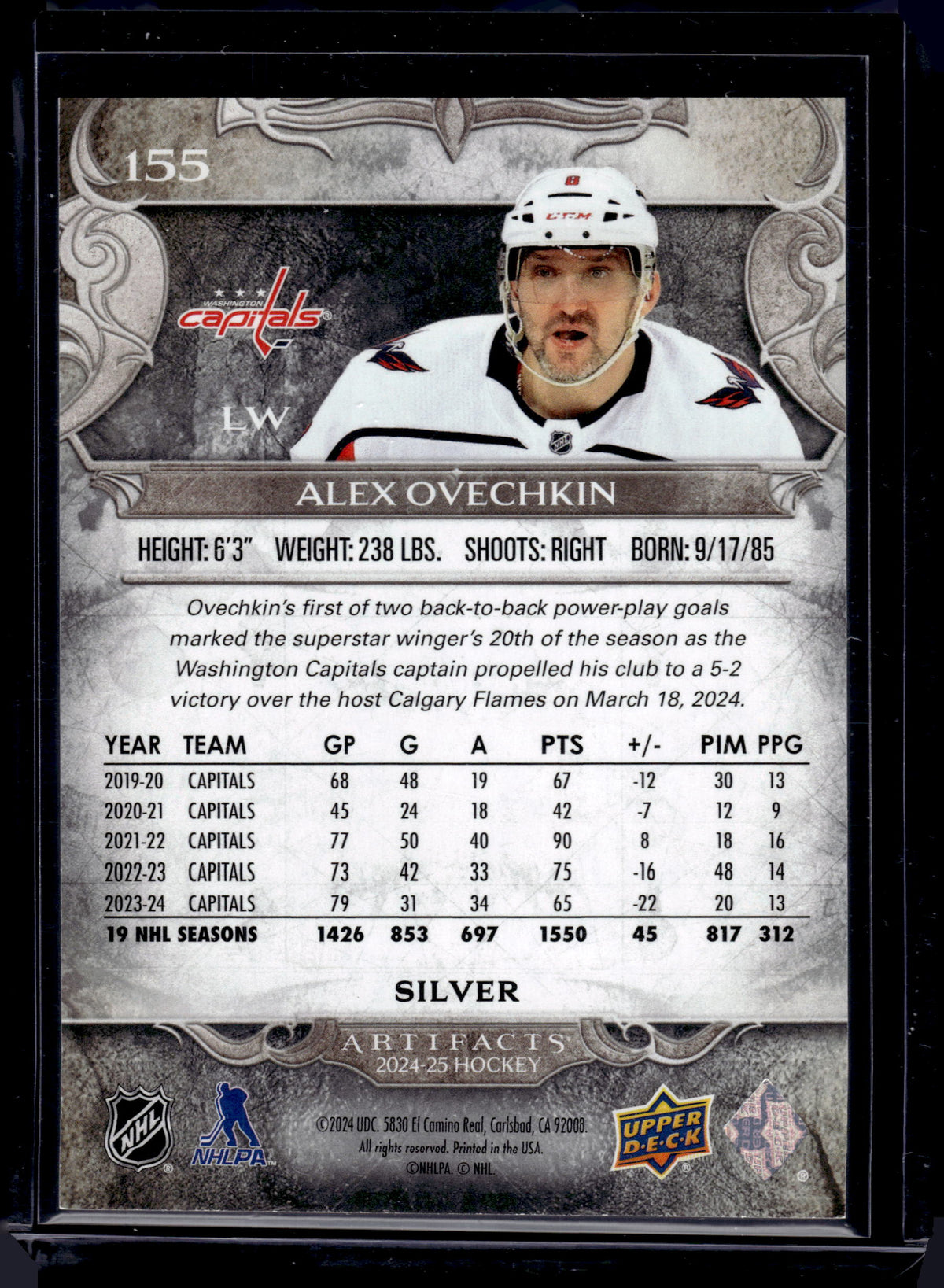 2024 Upper Deck Artifacts Alex Ovechkin #155 Silver /699