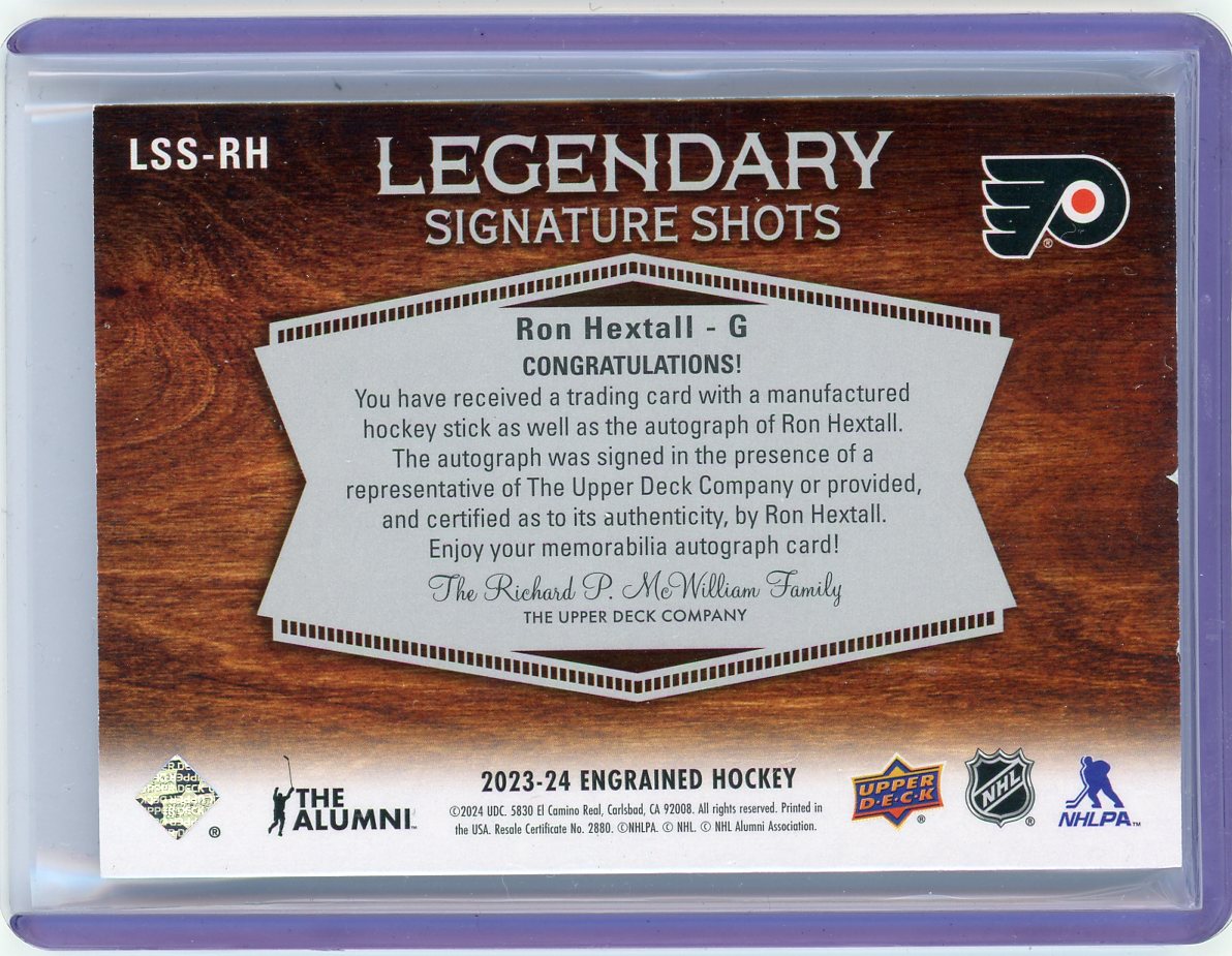 2024 UDC Engrained Legendary Signature Shots Ron Hextall #LSS-RH /49 Auto