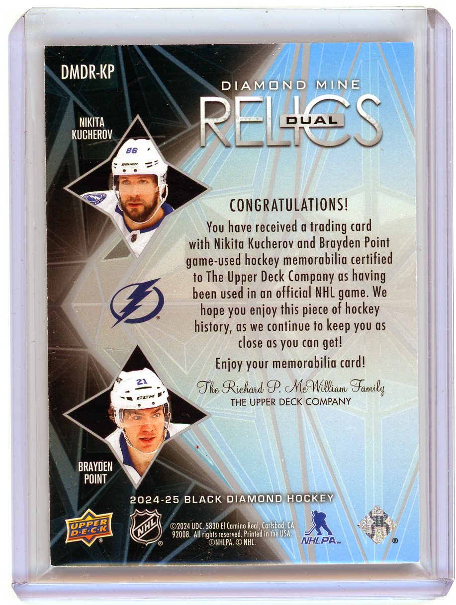 2024 UD Black Diamond Dual Relics Brayden Point Nikita Kucherov #DMDR-KP