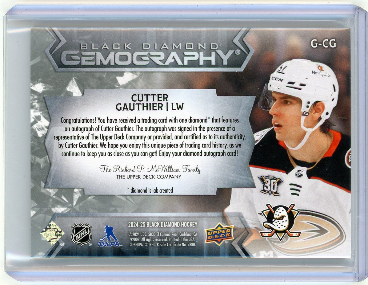 2024 Upper Deck Black Diamond Gemography Cutter Gauthier #G-CG /25