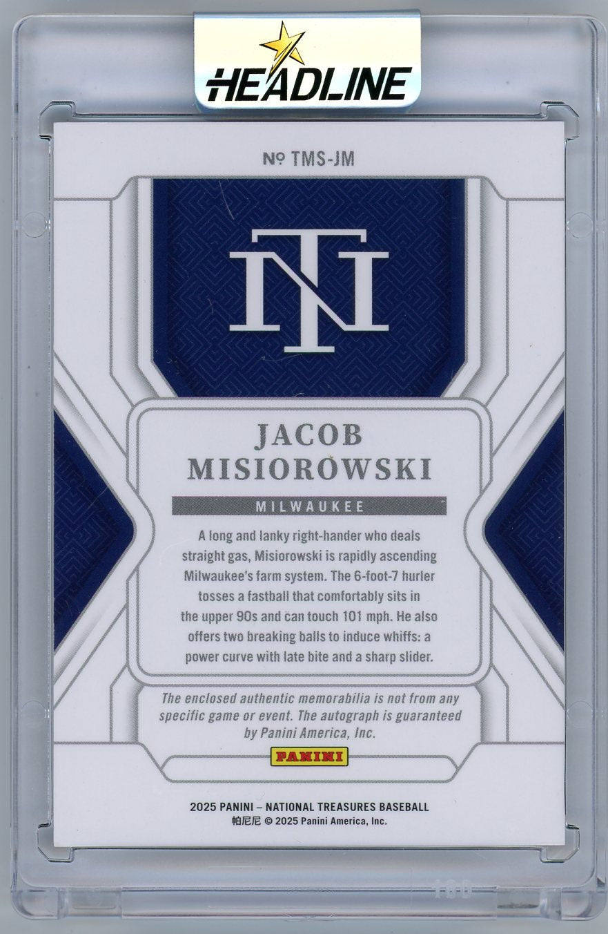 2025 Panini National Treasures Jacob Misiorowski #TMS-JM /99 Memorabilia