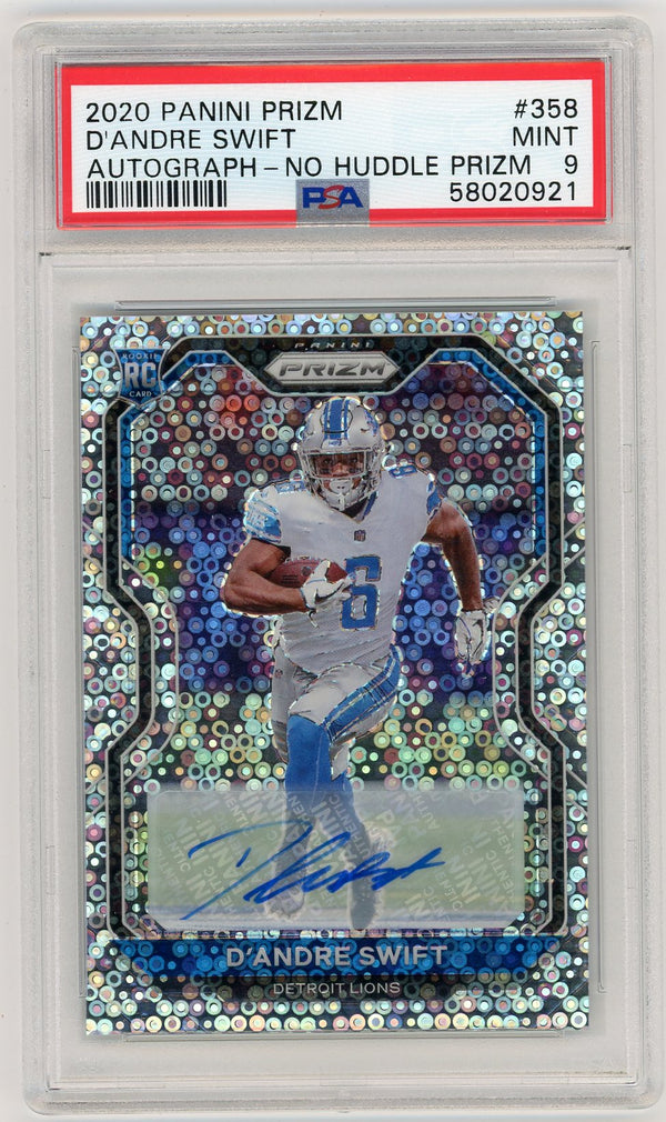 2020 Panini Prizm D'andre Swift #358 Auto No Huddle PSA 9