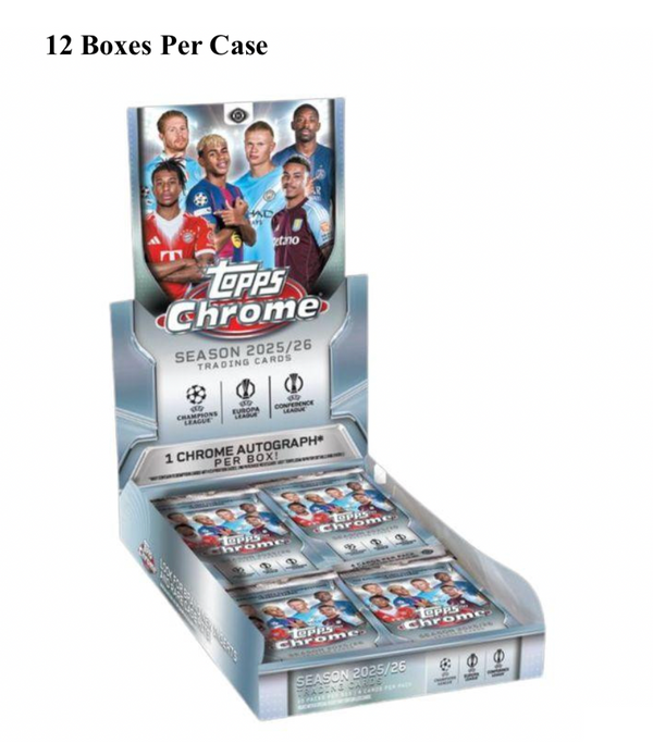 2025-26 Topps Chrome UEFA Club Competitions Soccer Hobby 12-Box Case