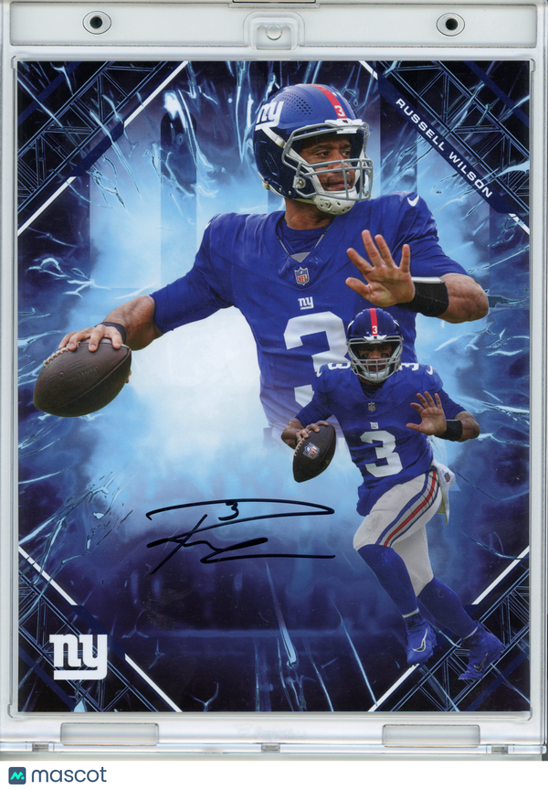 2025 Russell Wilson New York Giants Signed Football Under Wraps NFL Emanate